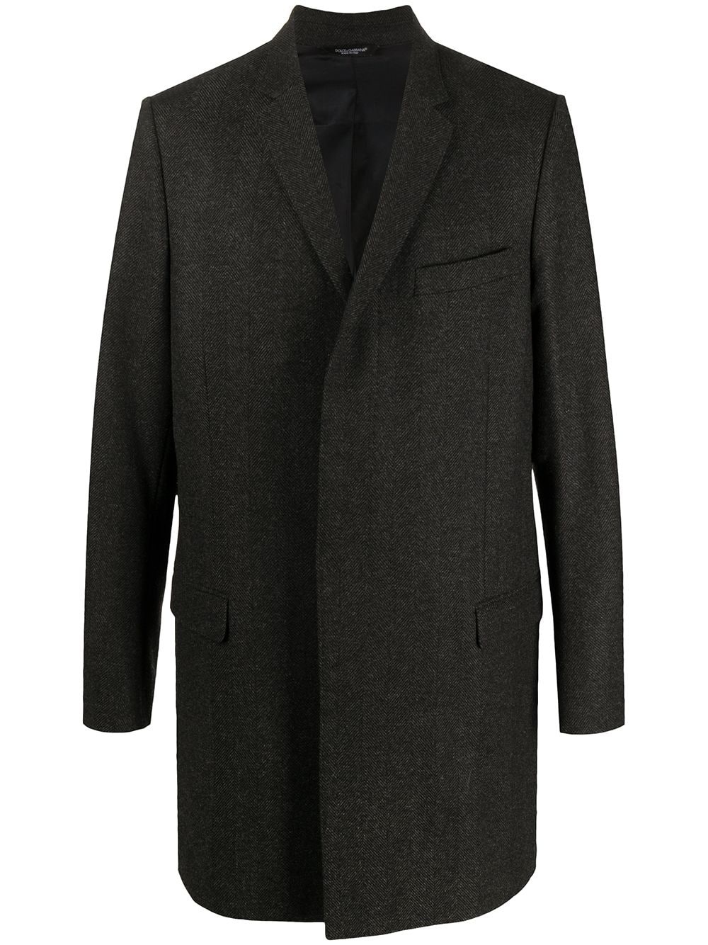 herringbone single-breasted coat - 1