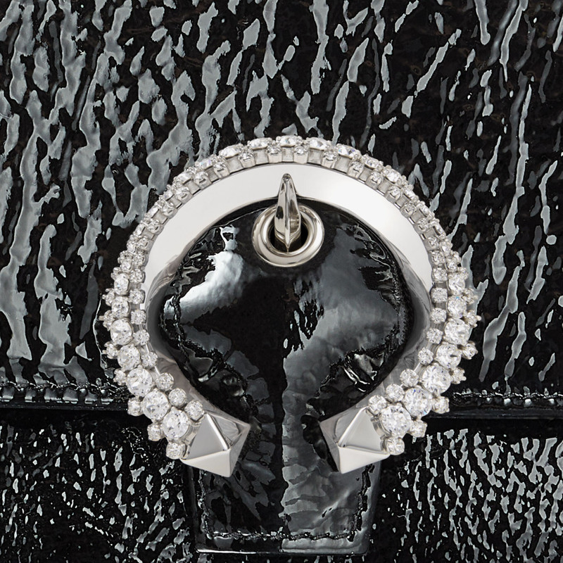 Soft Madeline
Black Patent Textured Leather Mini Bag with Crystal Buckle 4