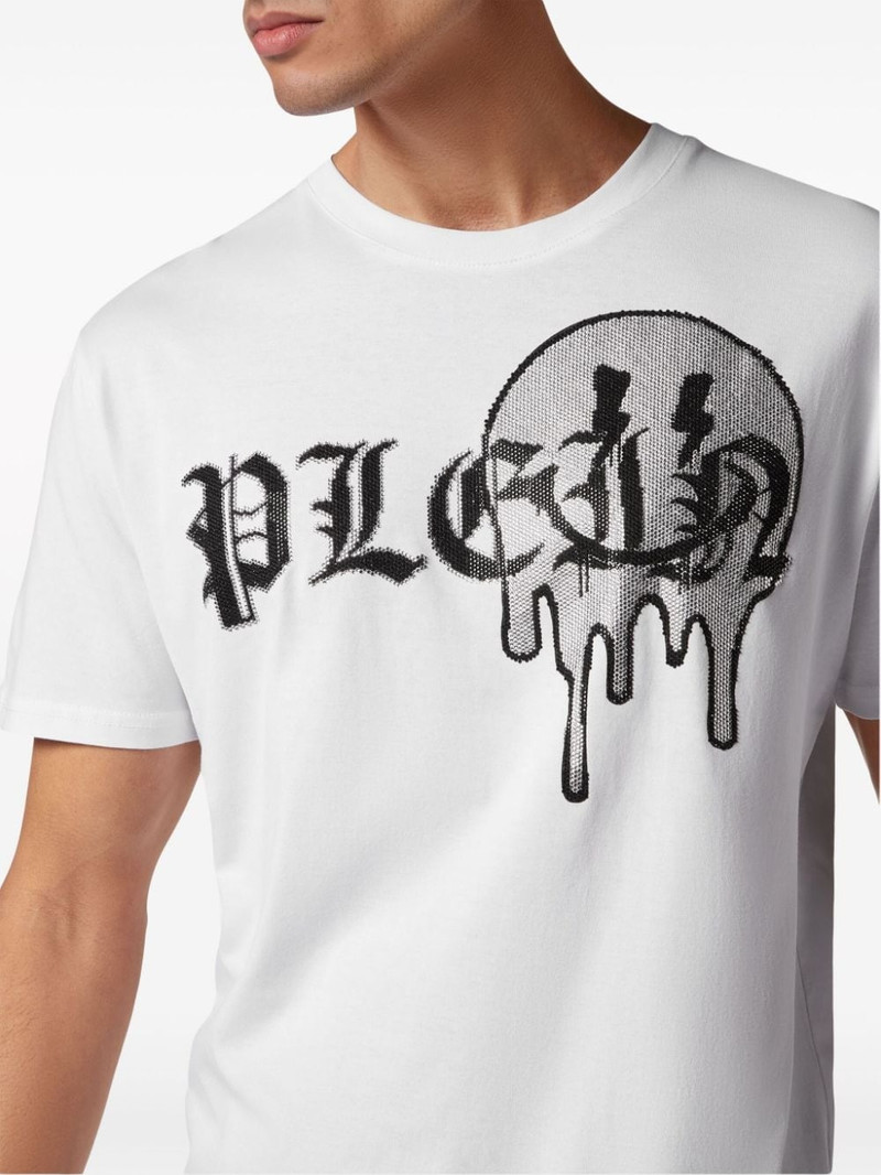 rhinestone-logo cotton T-shirt 5