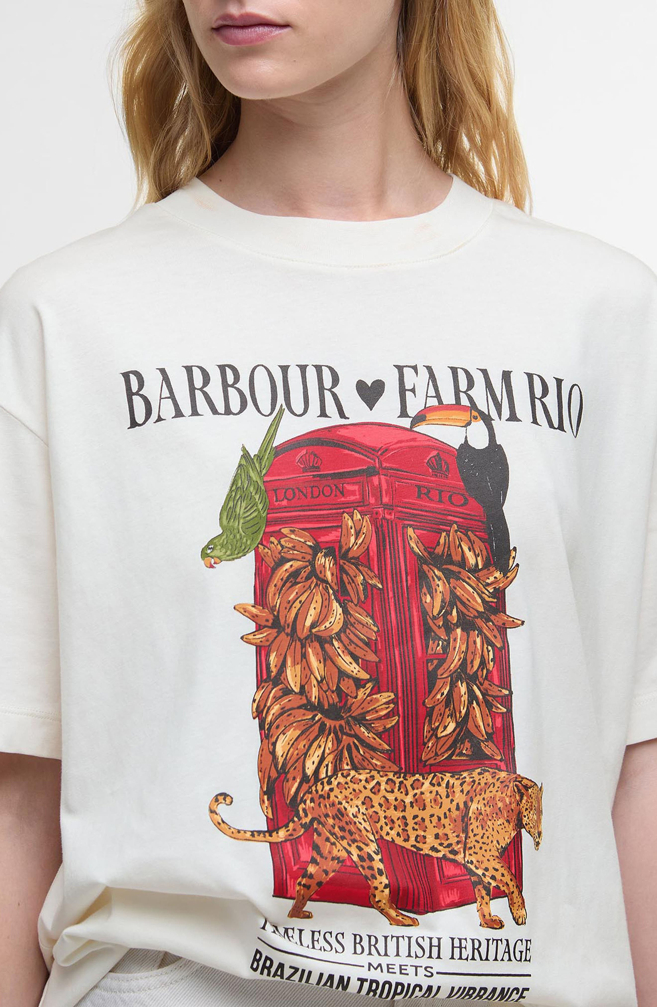 Barbour x Farm Rio Maria Clara Graphic T-Shirt in Off White at Nordstrom - 3