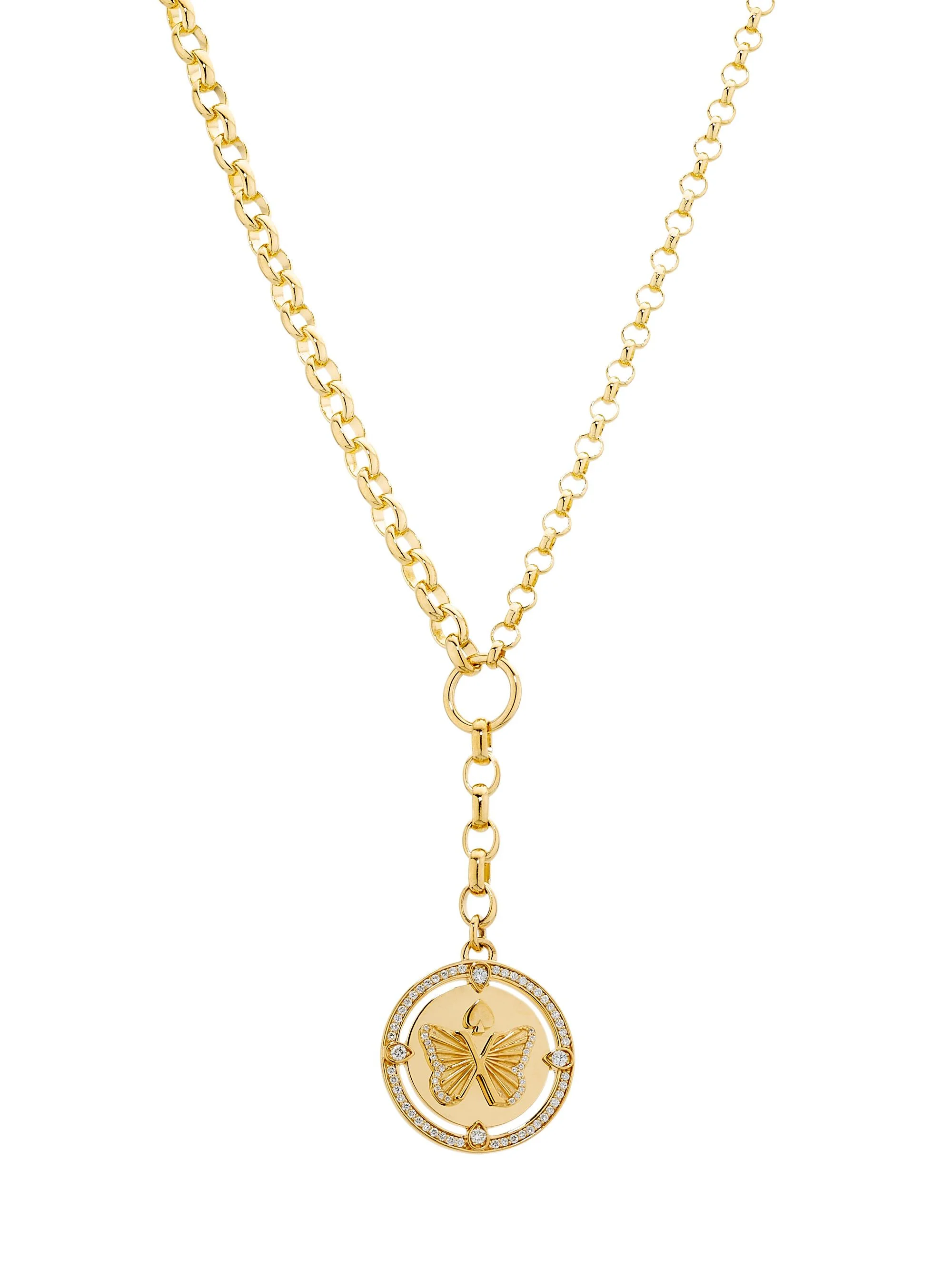 Reverie 18K Yellow Gold & 0.49 TCW Diamond Butterfly Medallion Necklace - 1