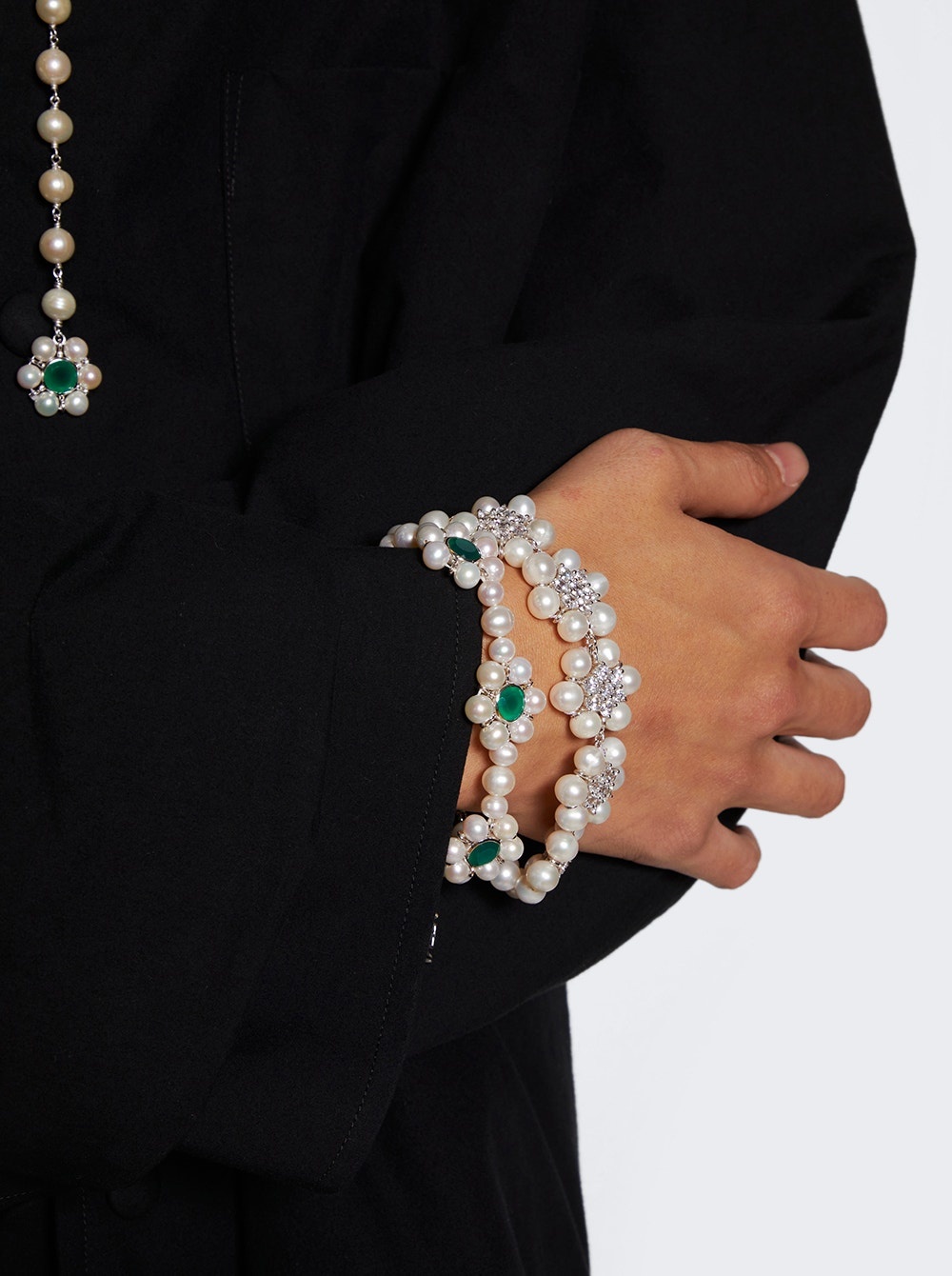 The 42 Pearl Clear Flower Bracelet White Gold - 3