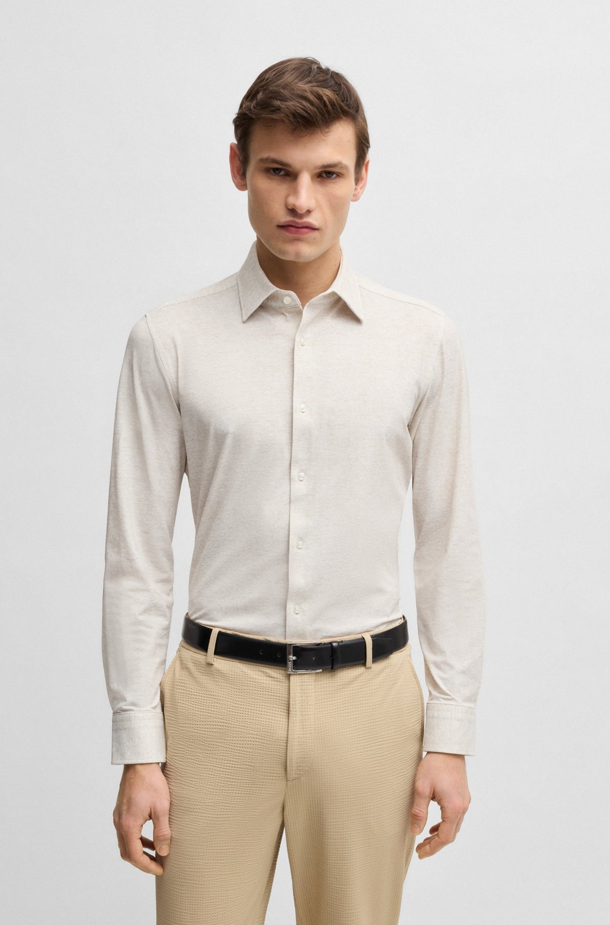 SLIM-FIT SHIRT IN PRINTED PERFORMANCE FABRIC - 2