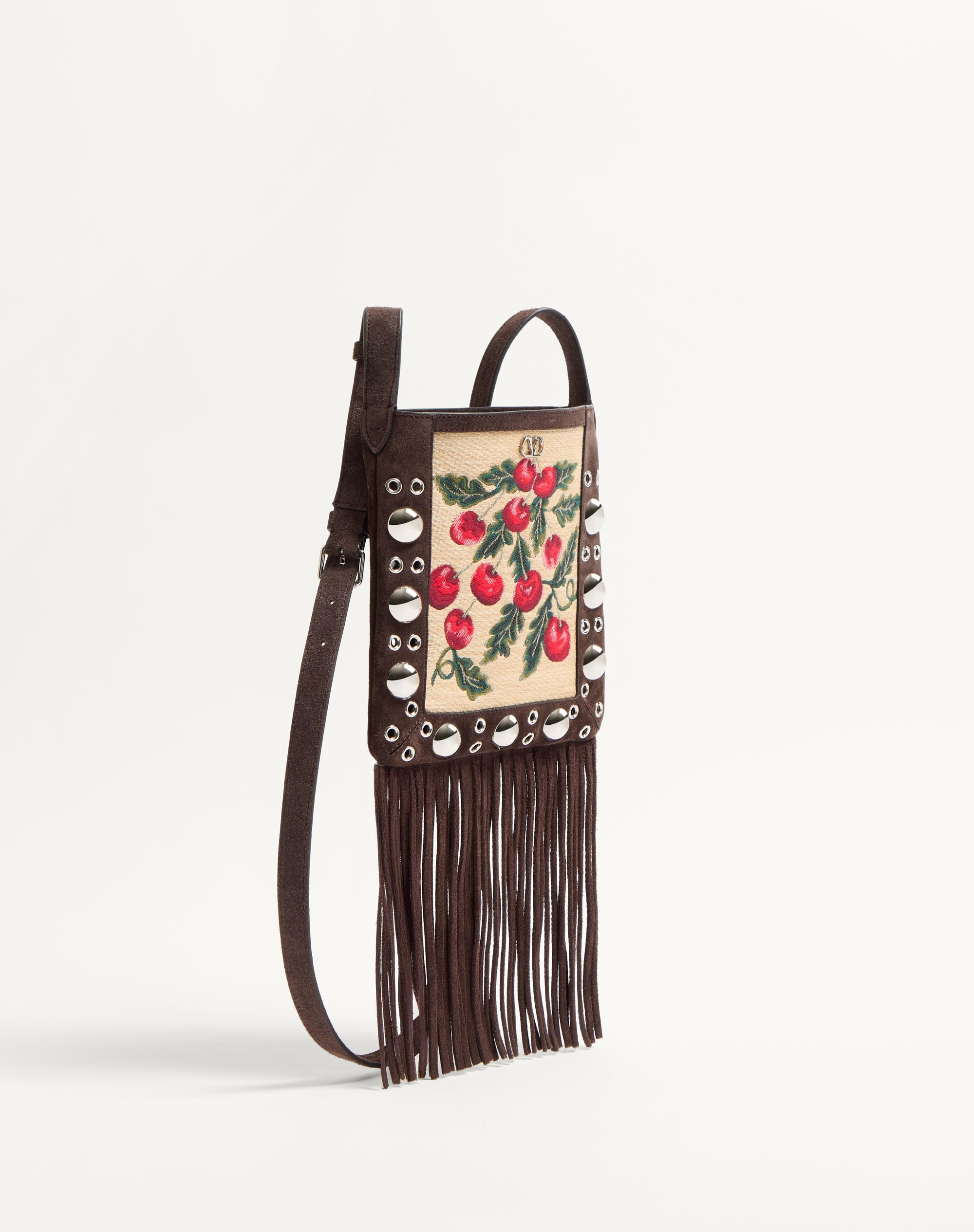 VALENTINO GARAVANI NELLCÔTE SMALL SHOULDER BAG IN JACQUARD RAFFIA WITH CHERRYFIC PATTERN - 3