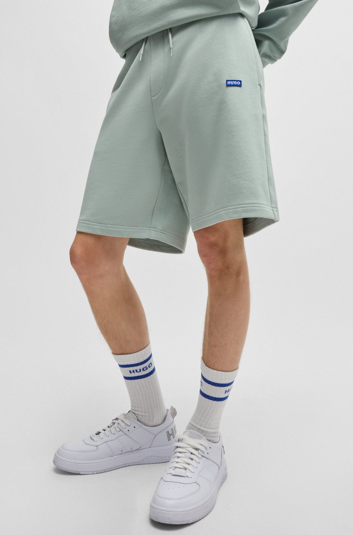 COTTON-TERRY SHORTS WITH BLUE LOGO PATCH - 3