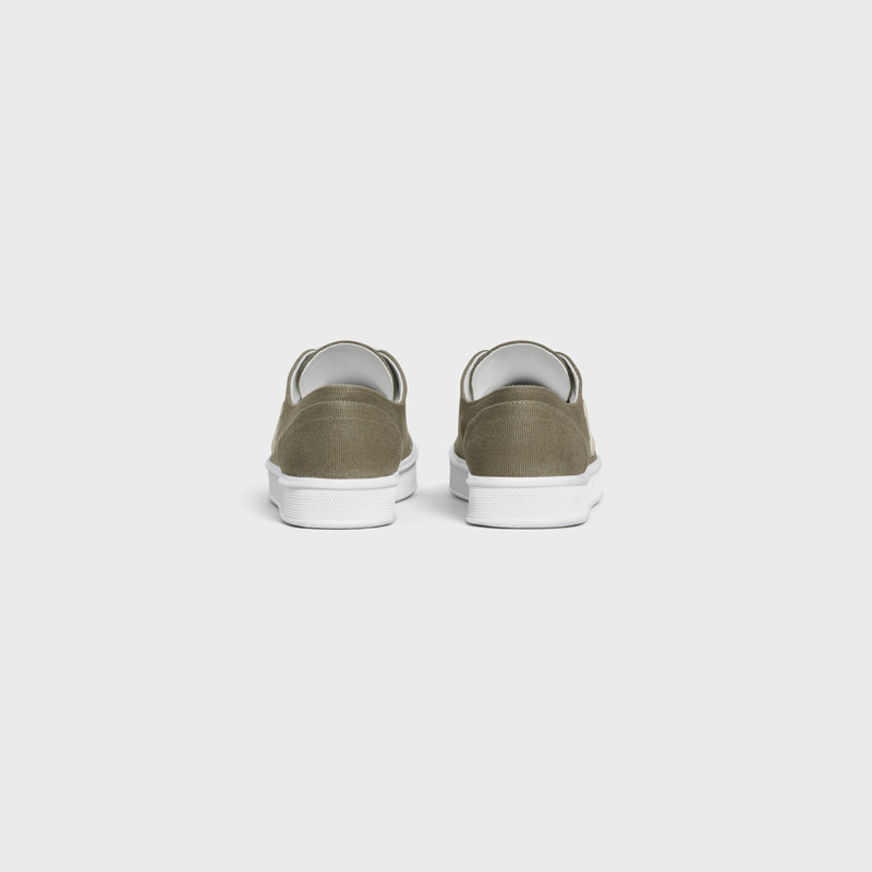 CELINE JANE LOW LACE-UP SNEAKER WITH TRIOMPHE PATCH in CANVAS AND CALFSKIN outlook
