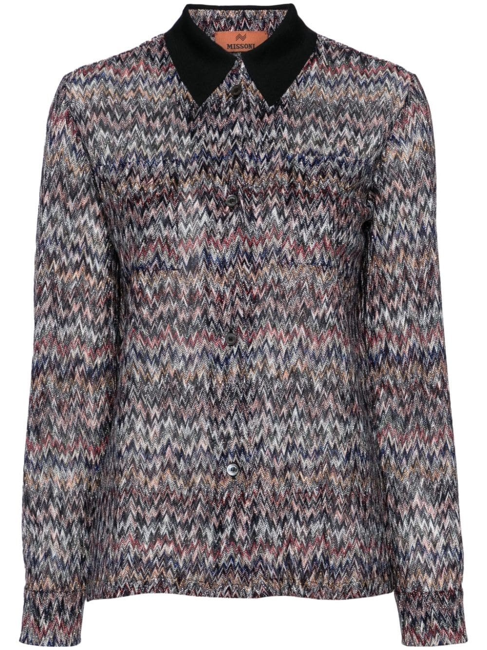 lamÃ©-effect chevron-knit shirt - 1