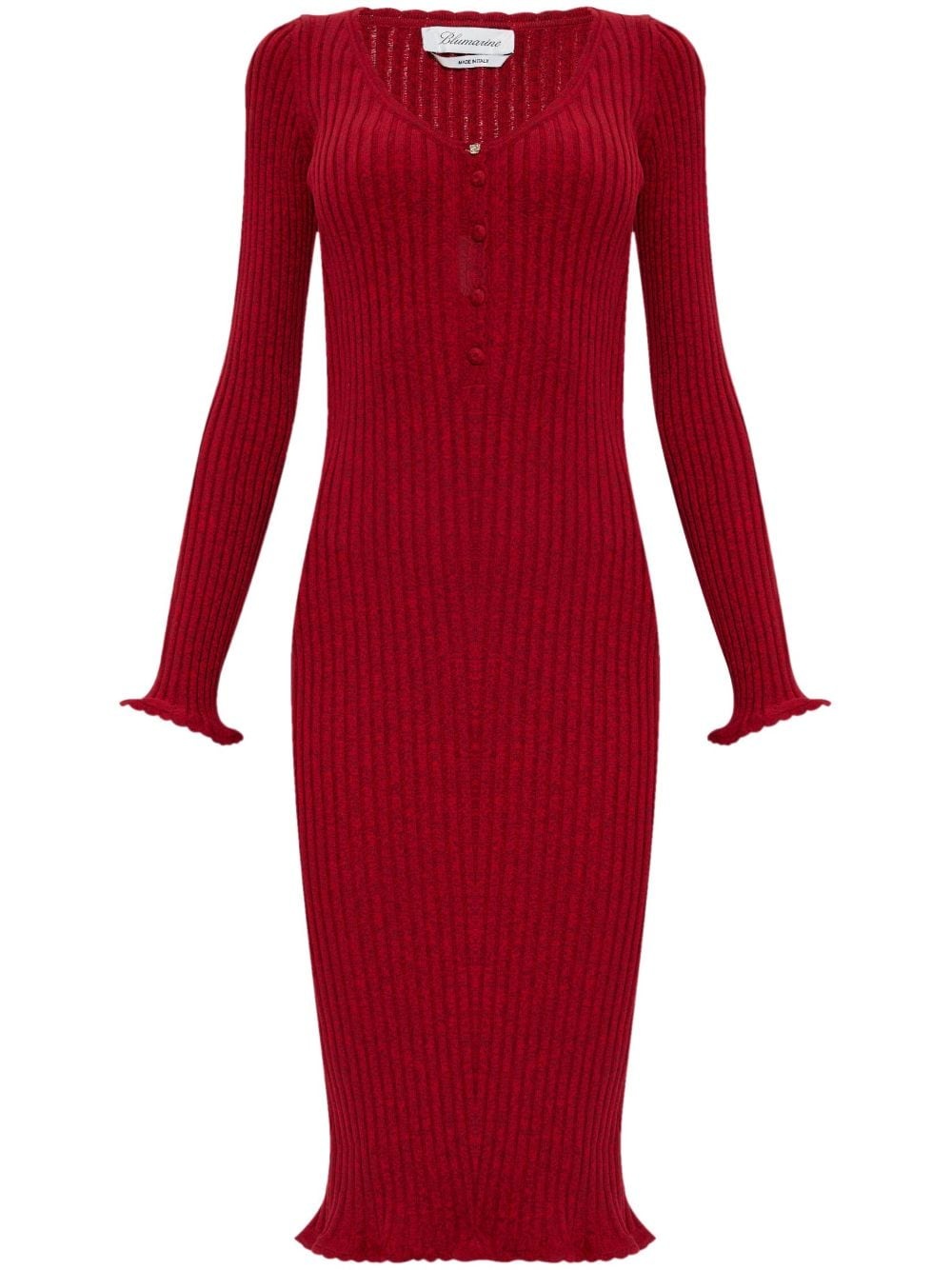 long-sleeve knitted dress - 1