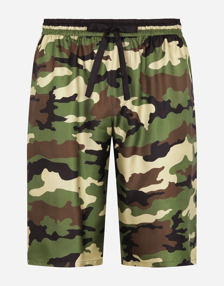 Silk shorts with camouflage print and patch - 3