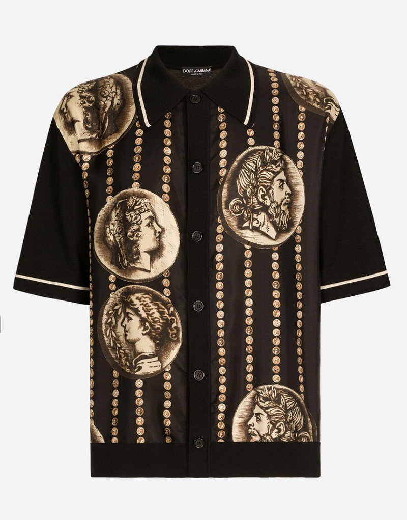 Dolce & Gabbana Coin print polo shirt with panel