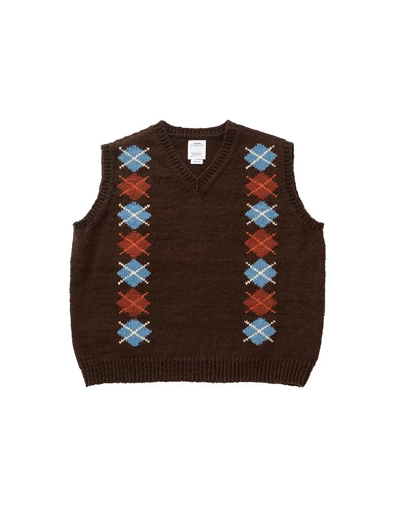 DIAMANTE VEST KNIT BROWN - 1