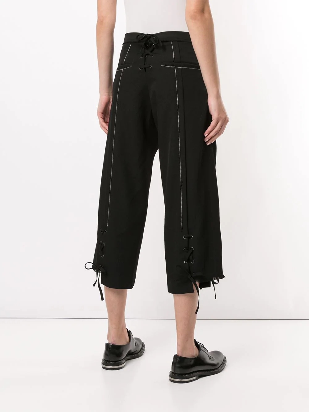 lace-up cropped trousers - 4