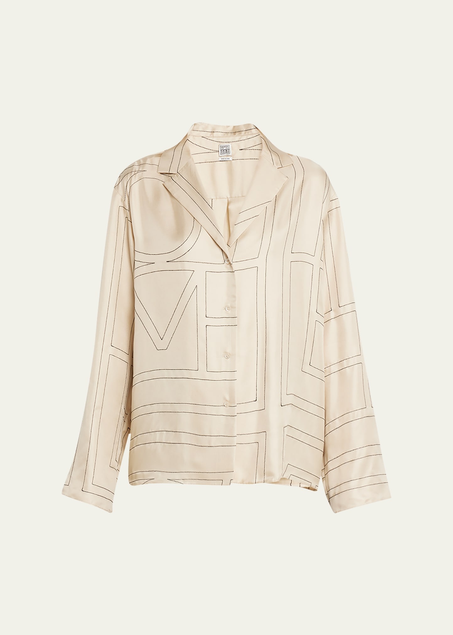 Monogram-Embroidered Silk Pajama Top - 1