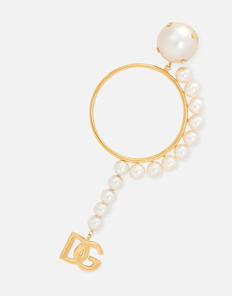 Hoop earrings with DG logo and pearls - 4