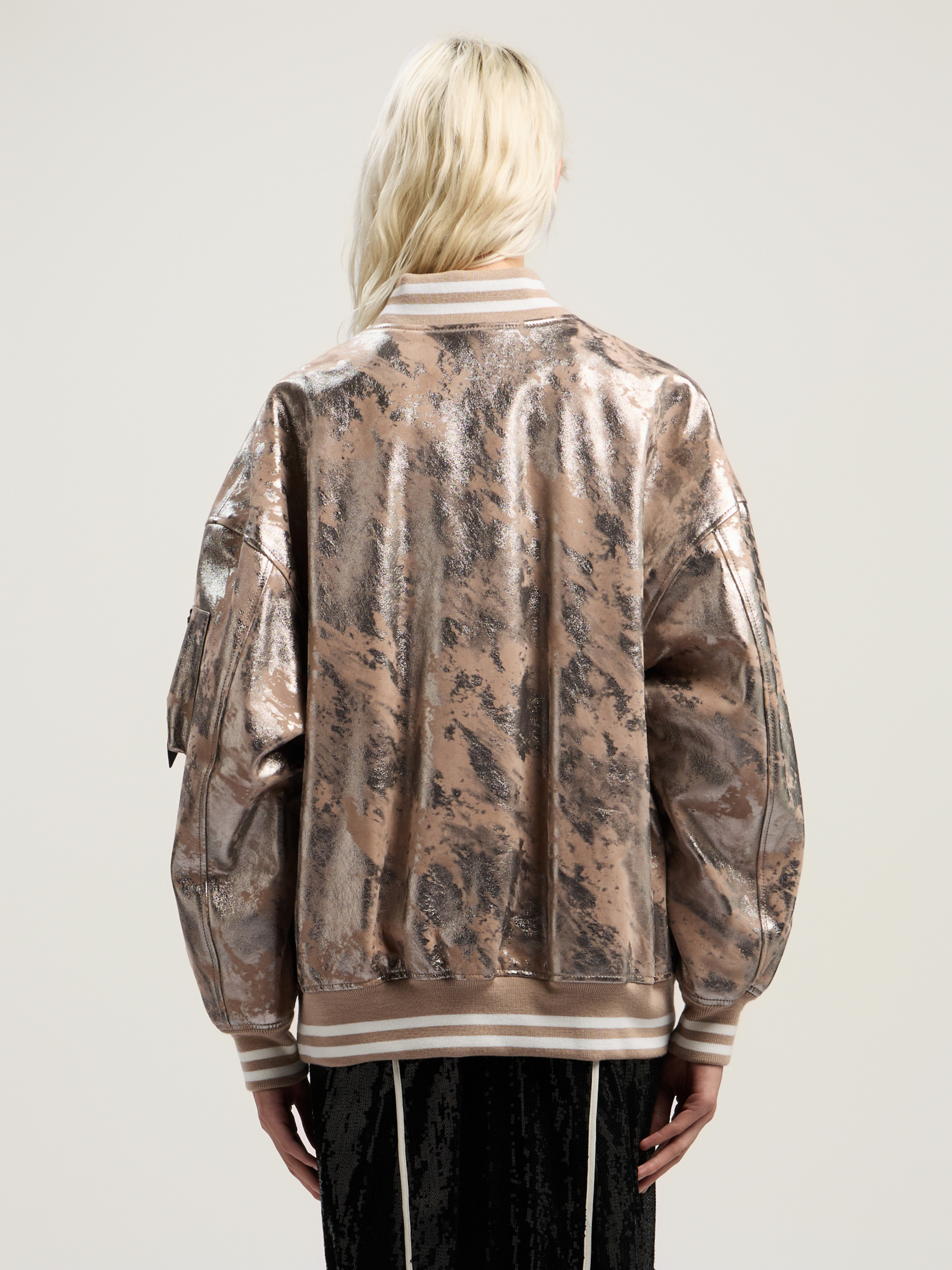 Laminated Leather Bomber Jacket - 4