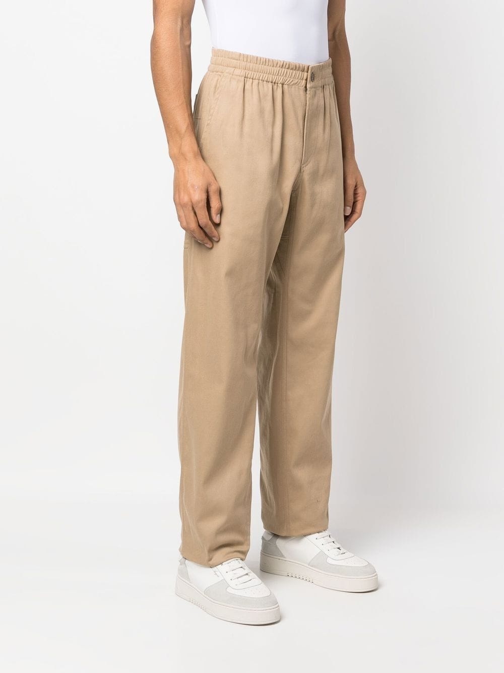 elasticated-waist straight-leg trousers - 3