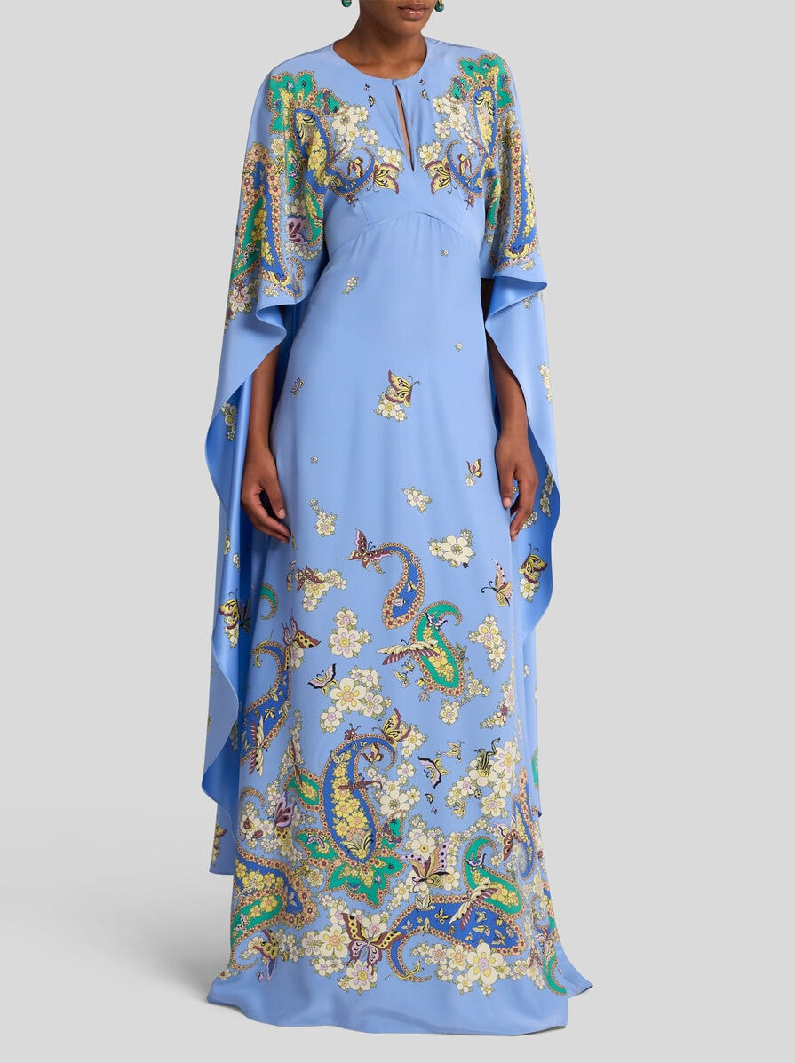 SILK DRESS WITH CAPE - 3