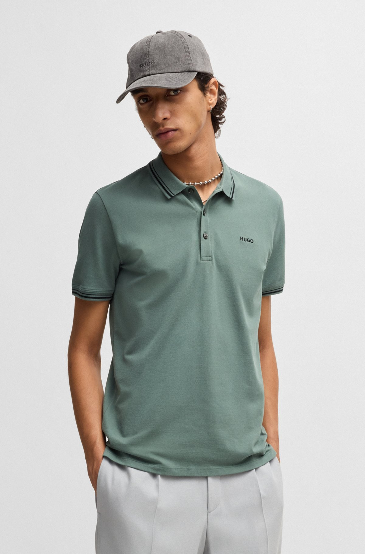 STRETCH-COTTON SLIM-FIT POLO SHIRT WITH PRINTED LOGO - 2