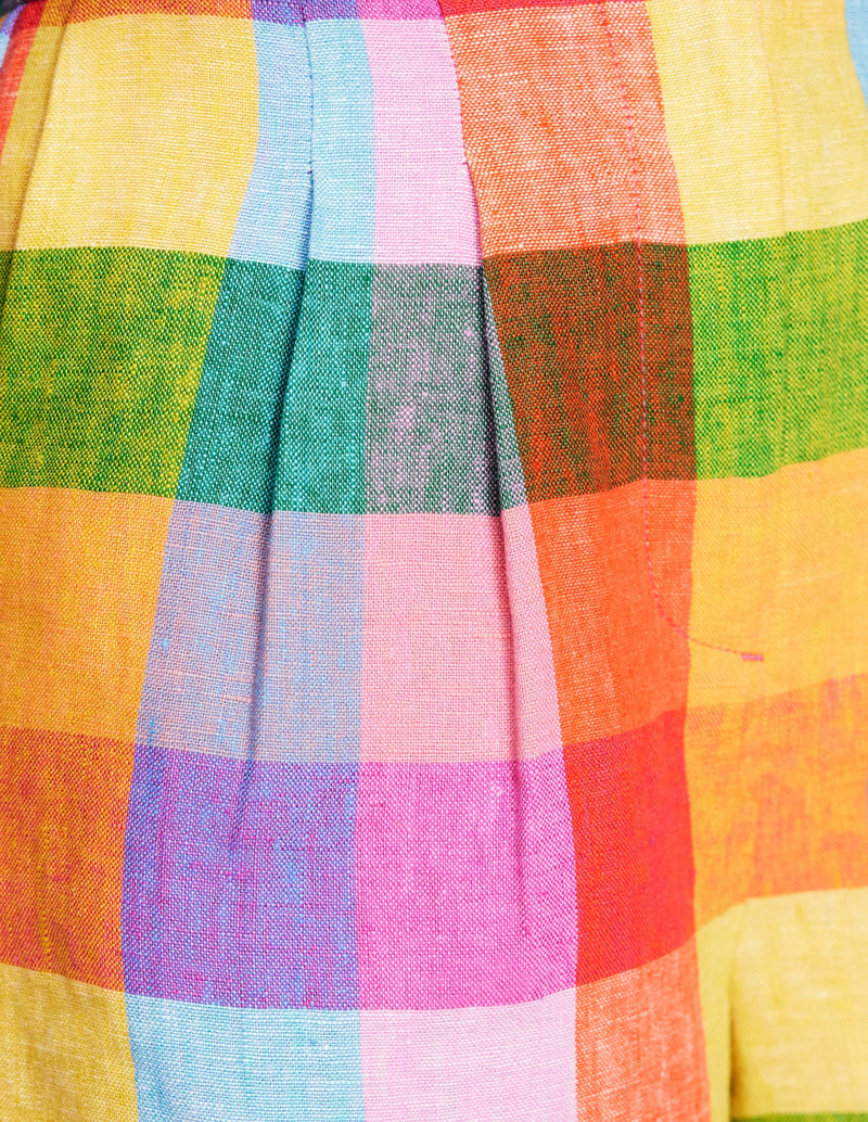 Dulwich Linen Shorts-Rainbow Multigingham 4