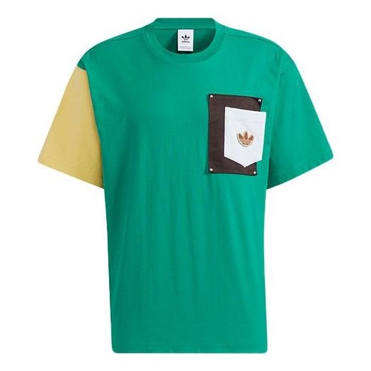 adidas originals Series Contrasting Colors Chest Pocket Round Neck Short Sleeve Green HC0341 - 1