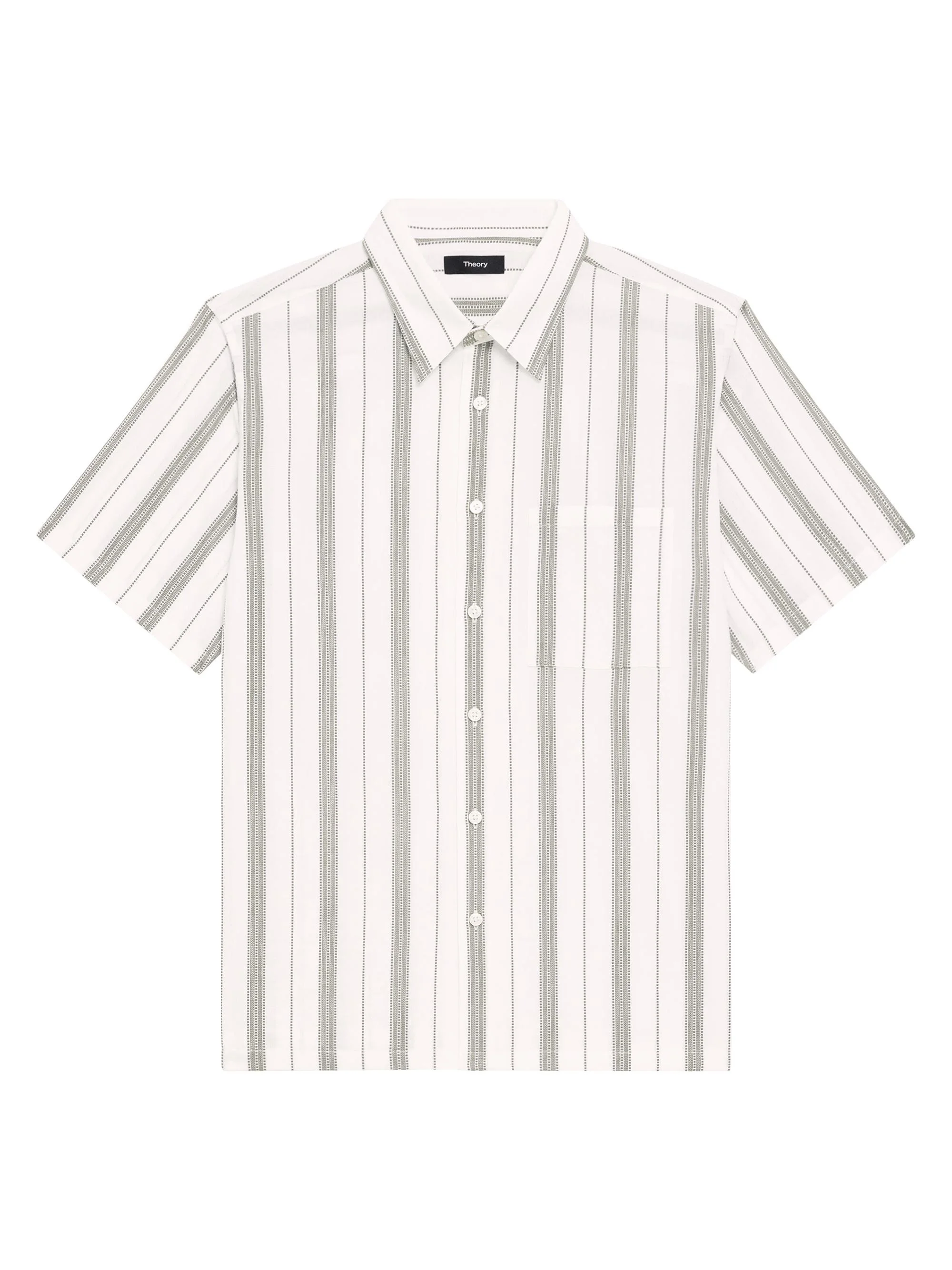 Men's Noll Striped Cotton Dobby Short-Sleeve Shirt - Ivory Orchard - 1