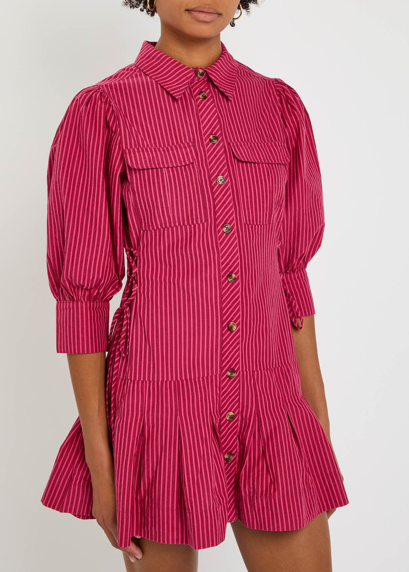 DAMSON MADDER. Damson Madder Maisie Striped Cotton Mini Shirt Dress outlook