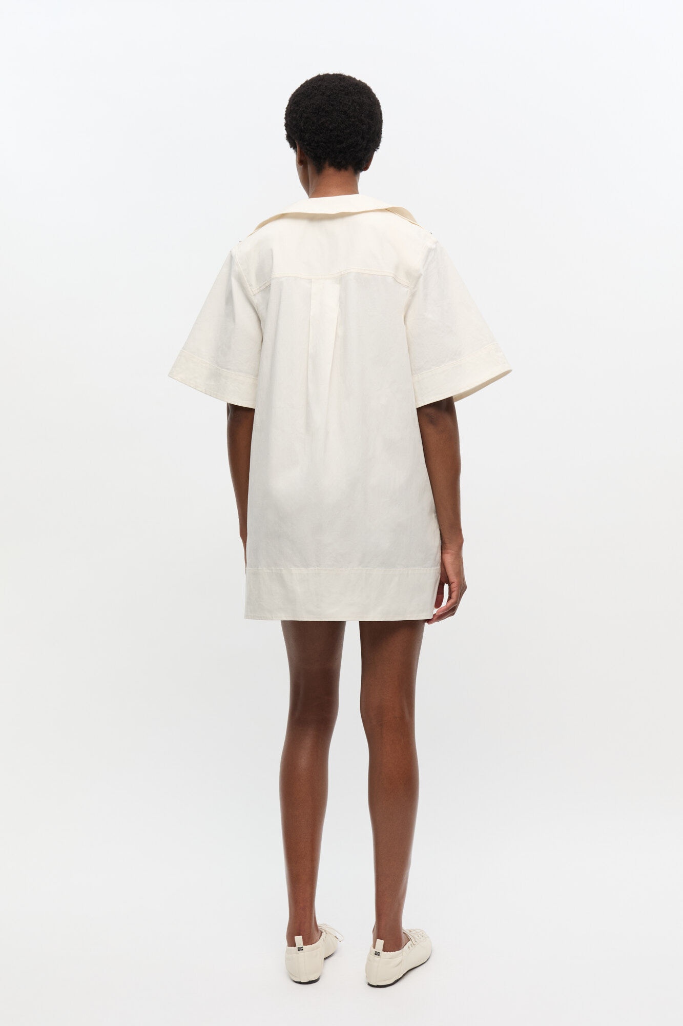 OFF-WHITE STRETCH COTTON MINI DRESS - 3