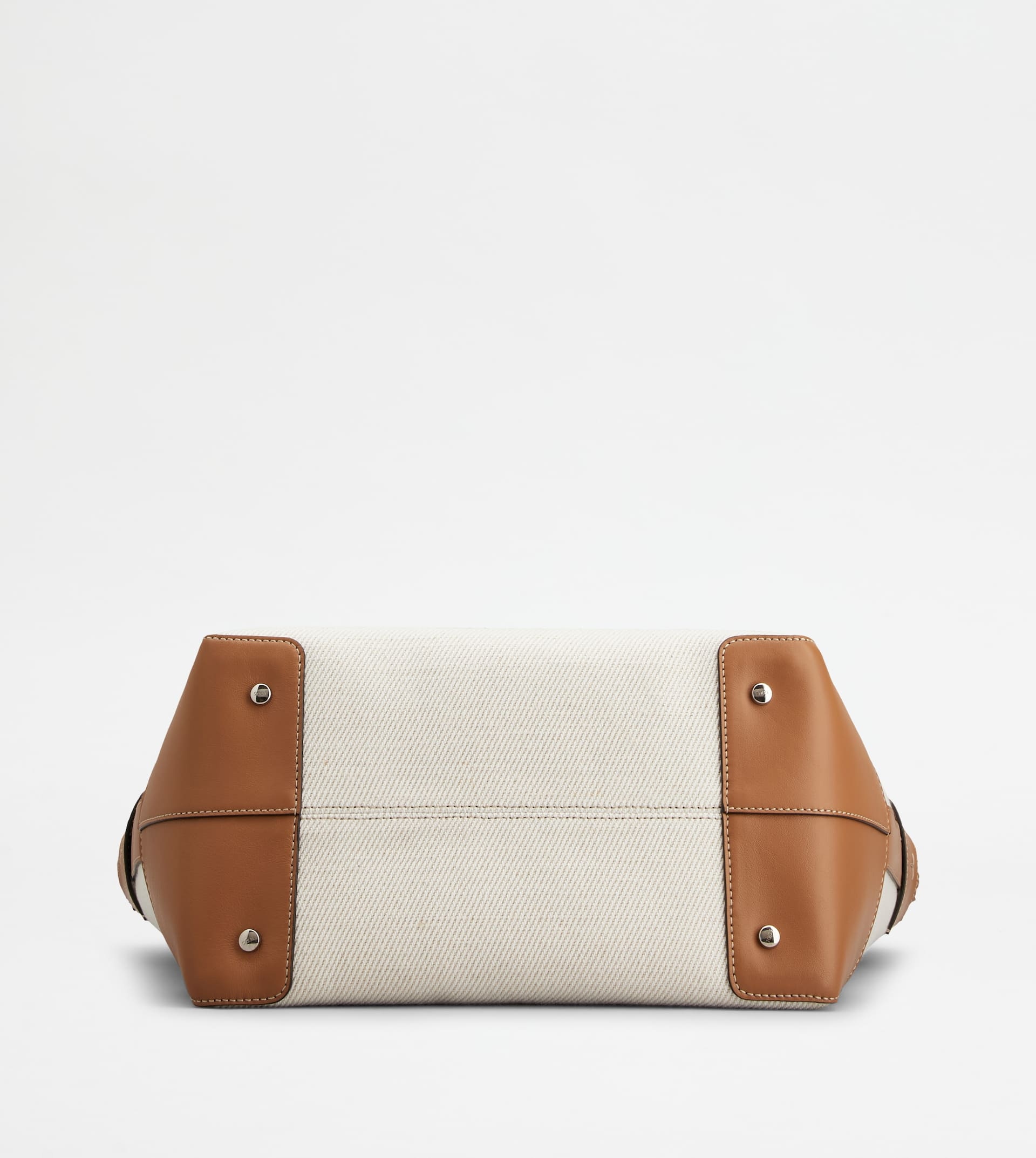 TOD'S DI BAG SWING IN CANVAS E LEATHER MEDIUM - WHITE, BROWN - 3