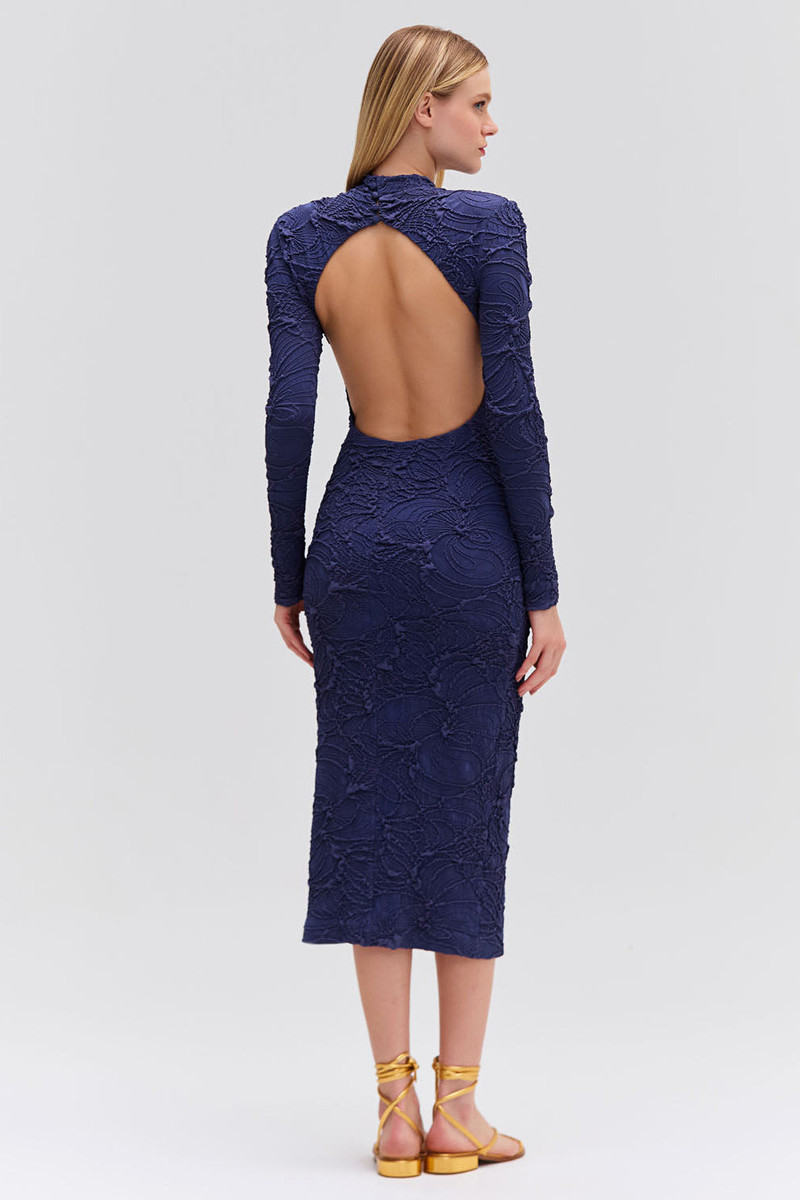 Chain Embellished Jacquard Midi Dress 4