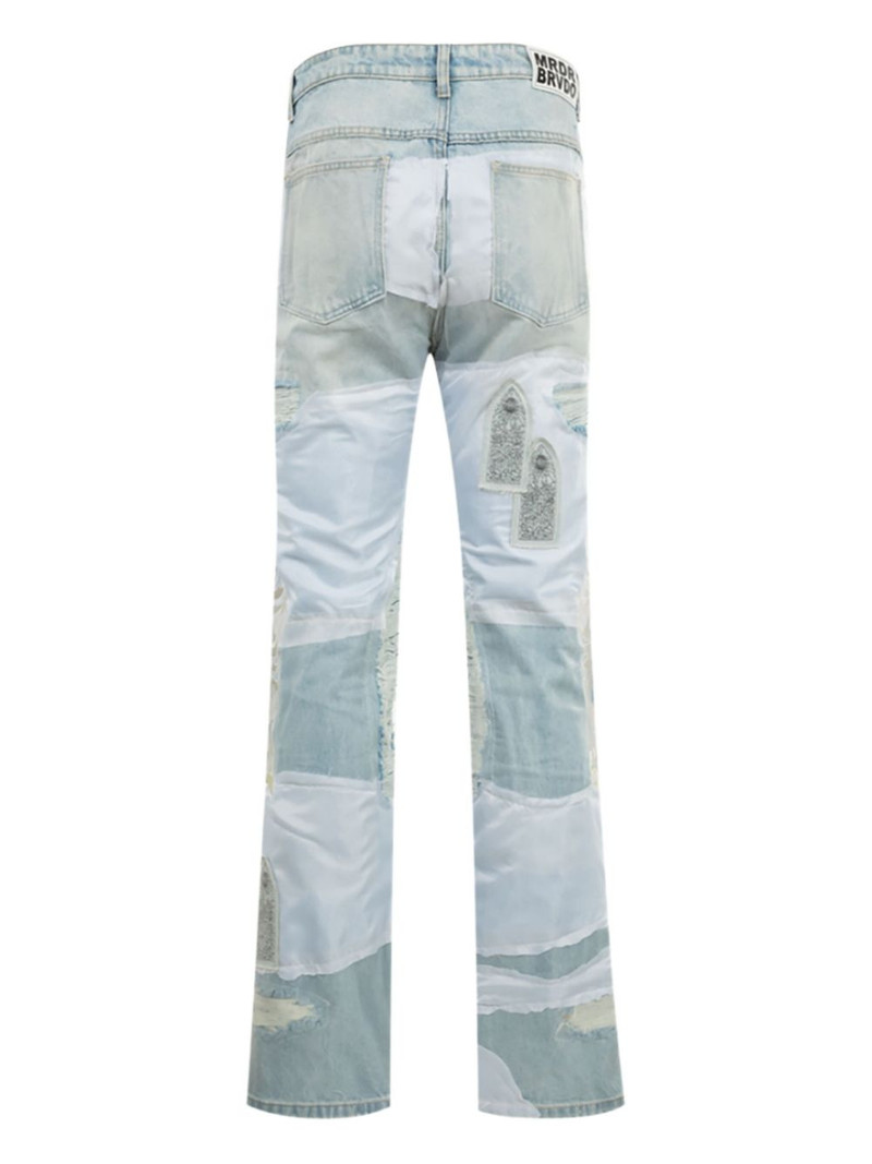 WHO DECIDES WAR winged organza patchwork jeans outlook