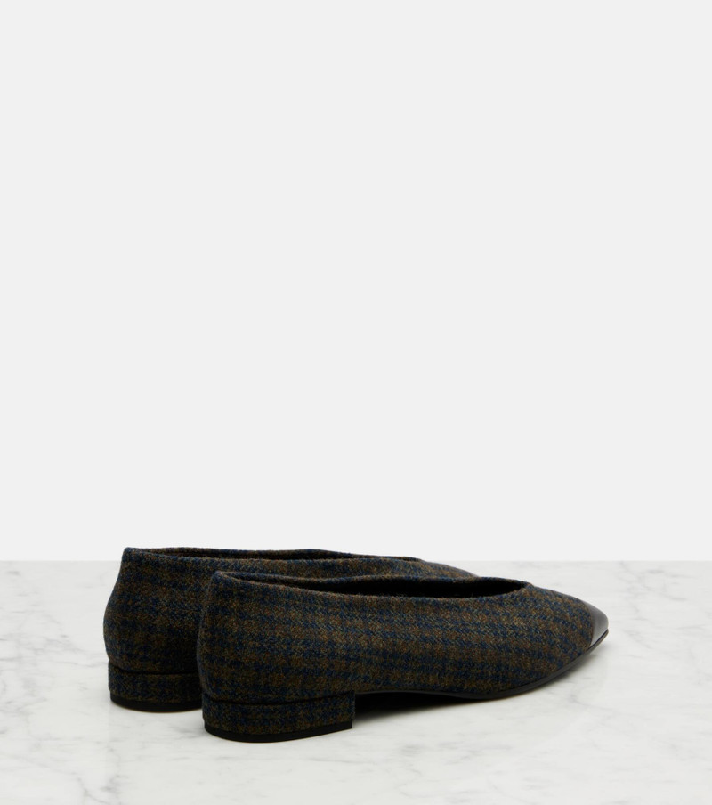 Rebecca leather-trimmed tweed ballet flats 2