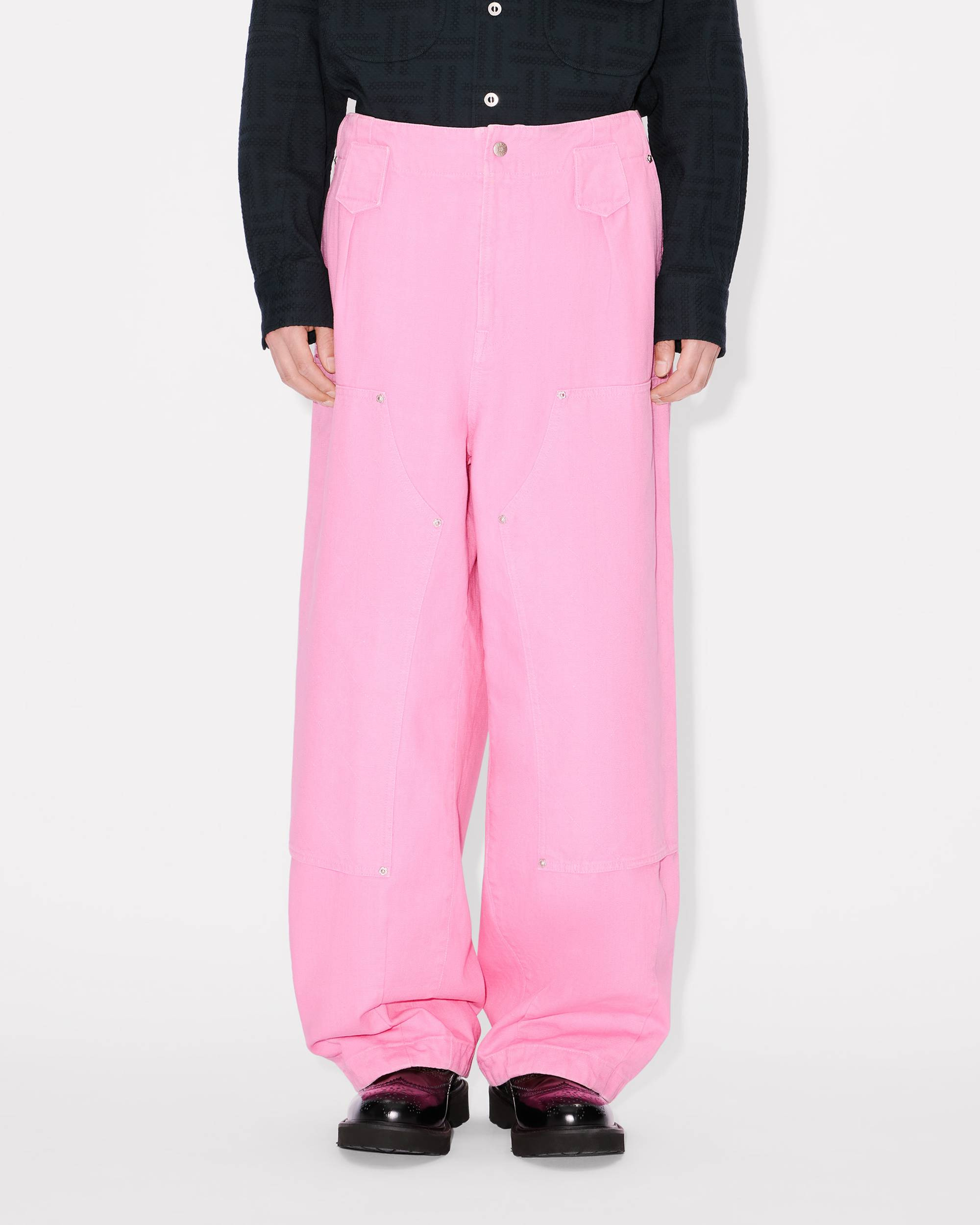 'KENZO Weave' double knee pants in washed cotton - 4