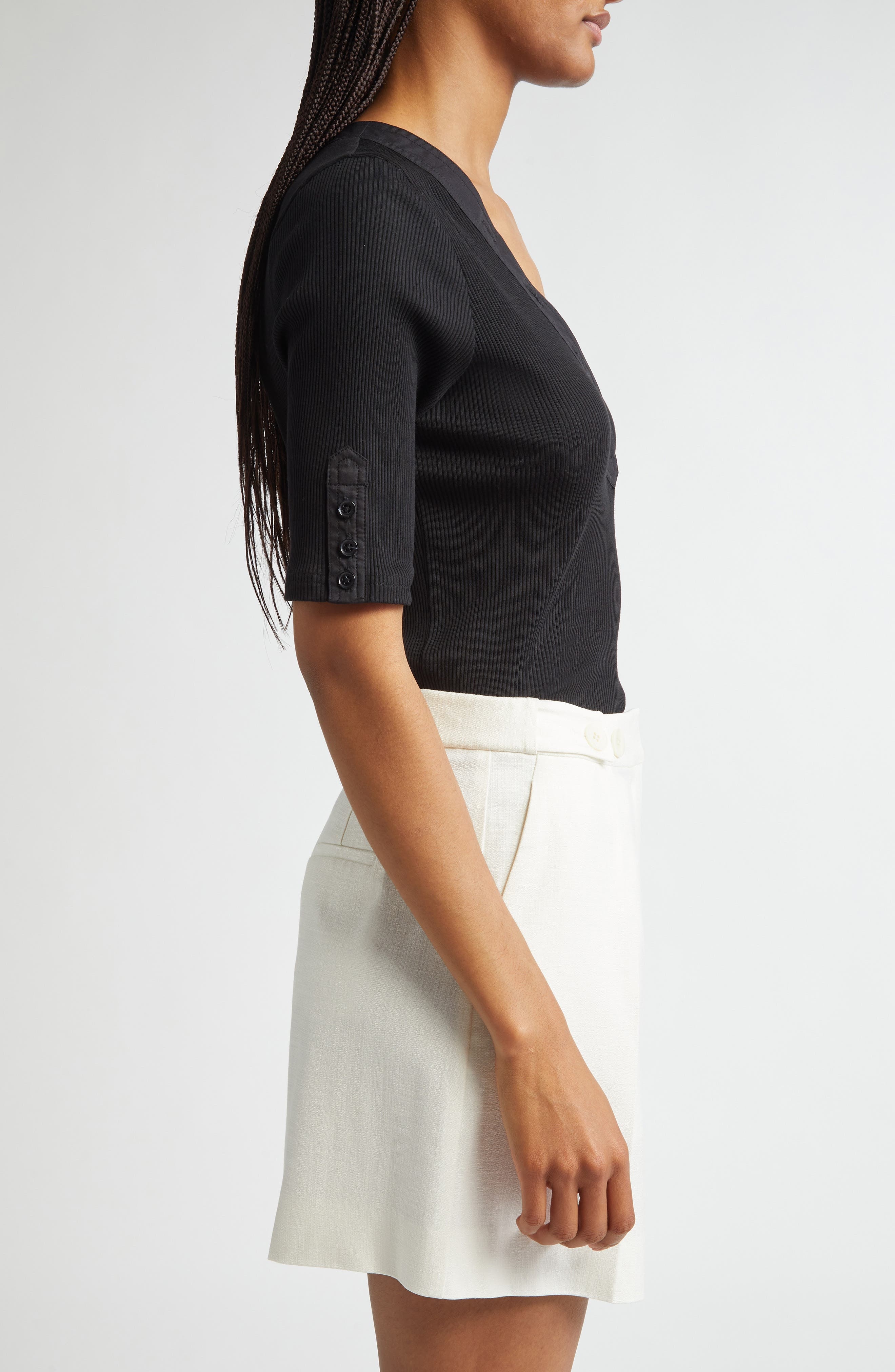 Derek Lam 10 Crosby Adrian Rib Top in Black at Nordstrom - 4