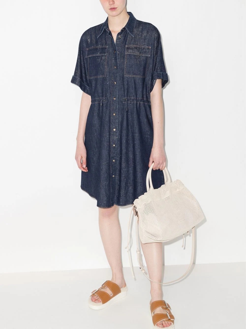 denim midi shirt dress - 5