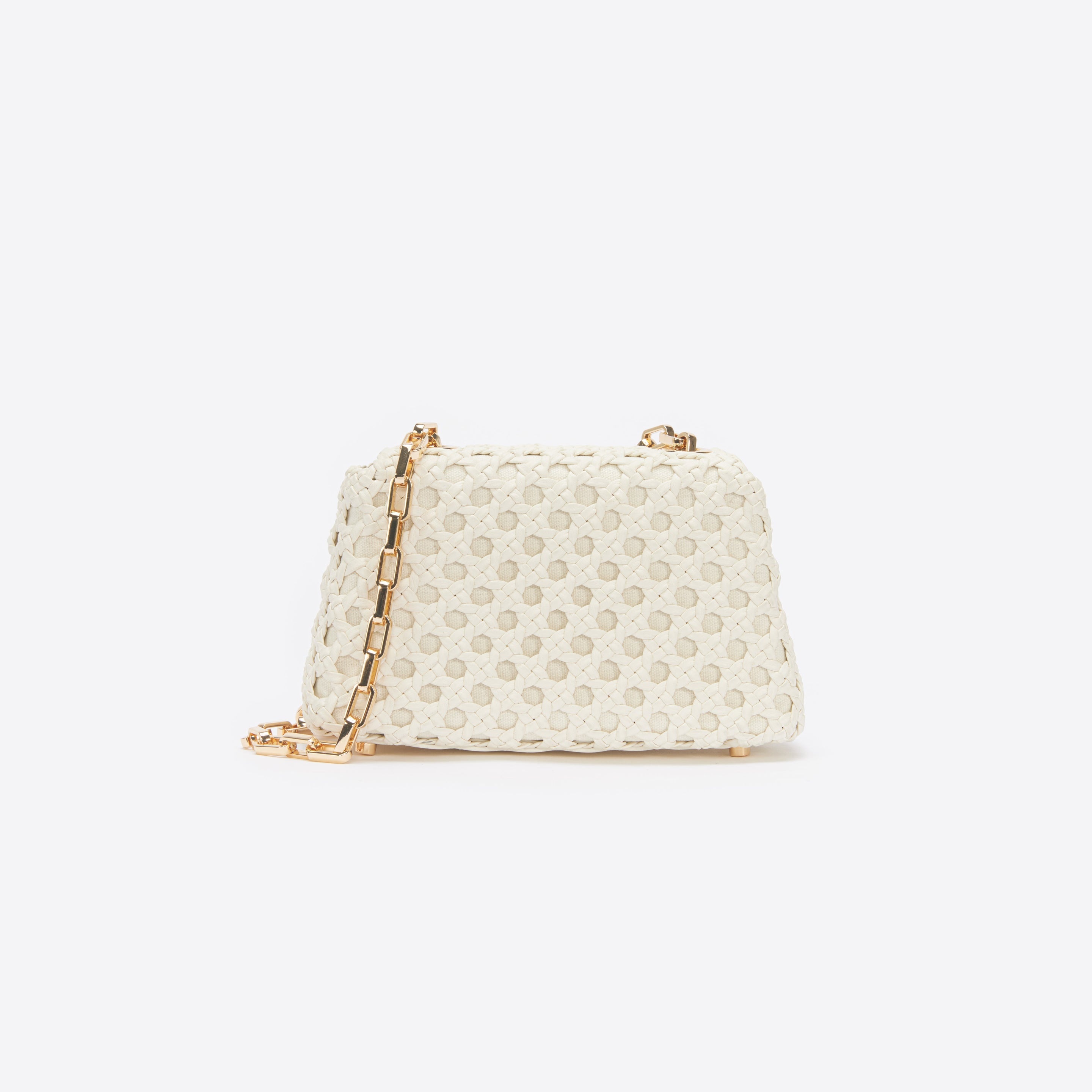 Cream Woven Leather Bag - 3