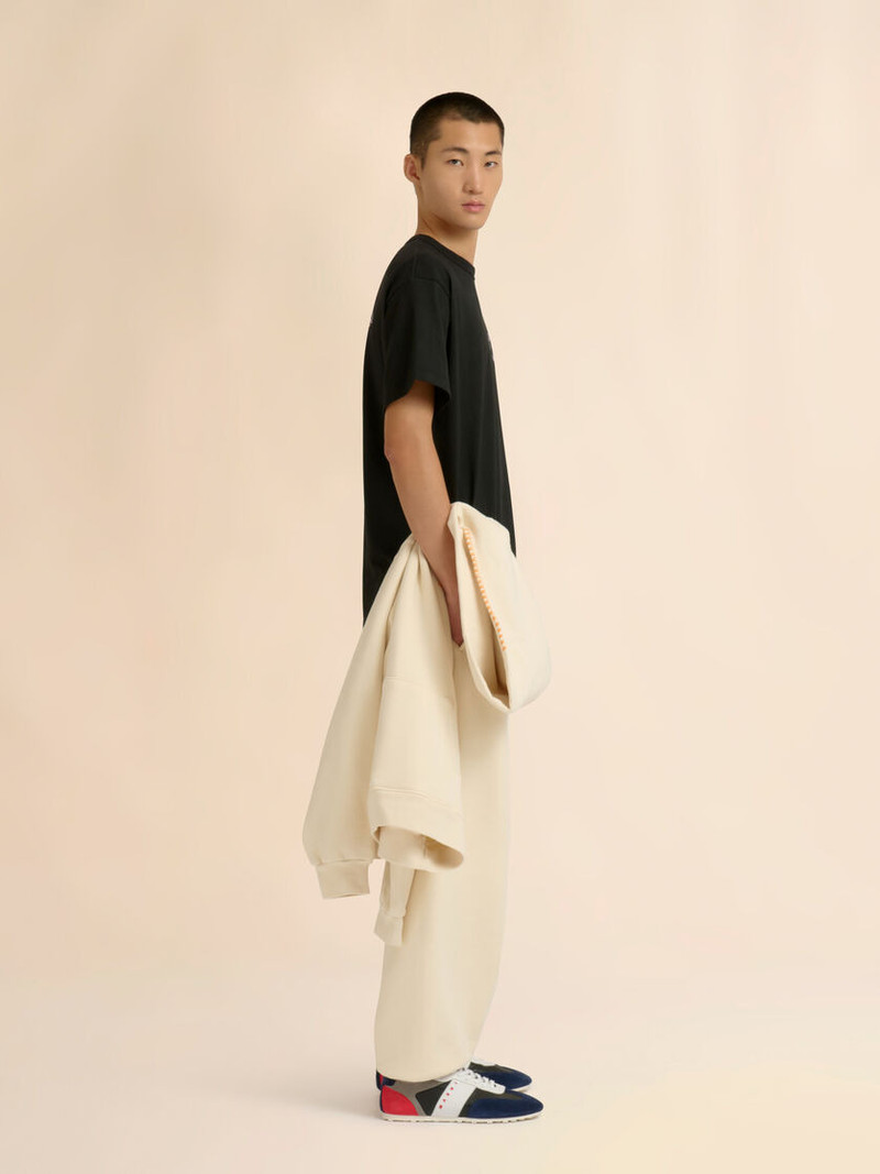 MARNI + MADHAPPY CREAM COTTON SWEATPANTS WITH ARCH LOGO PRINT 6
