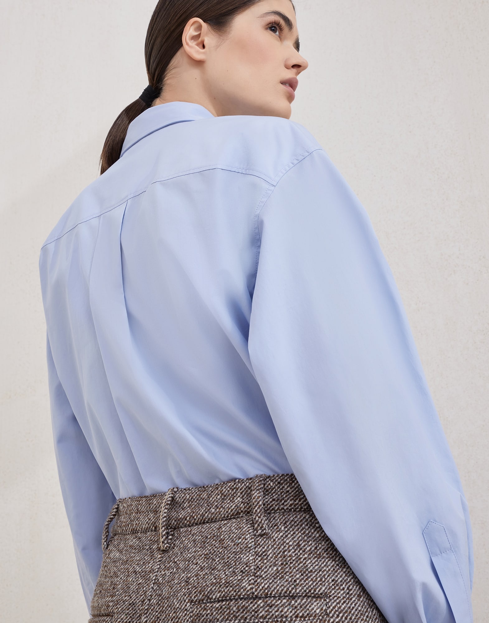Virgin wool and silk mélange diagonal sartorial pencil skirt with monili - 3