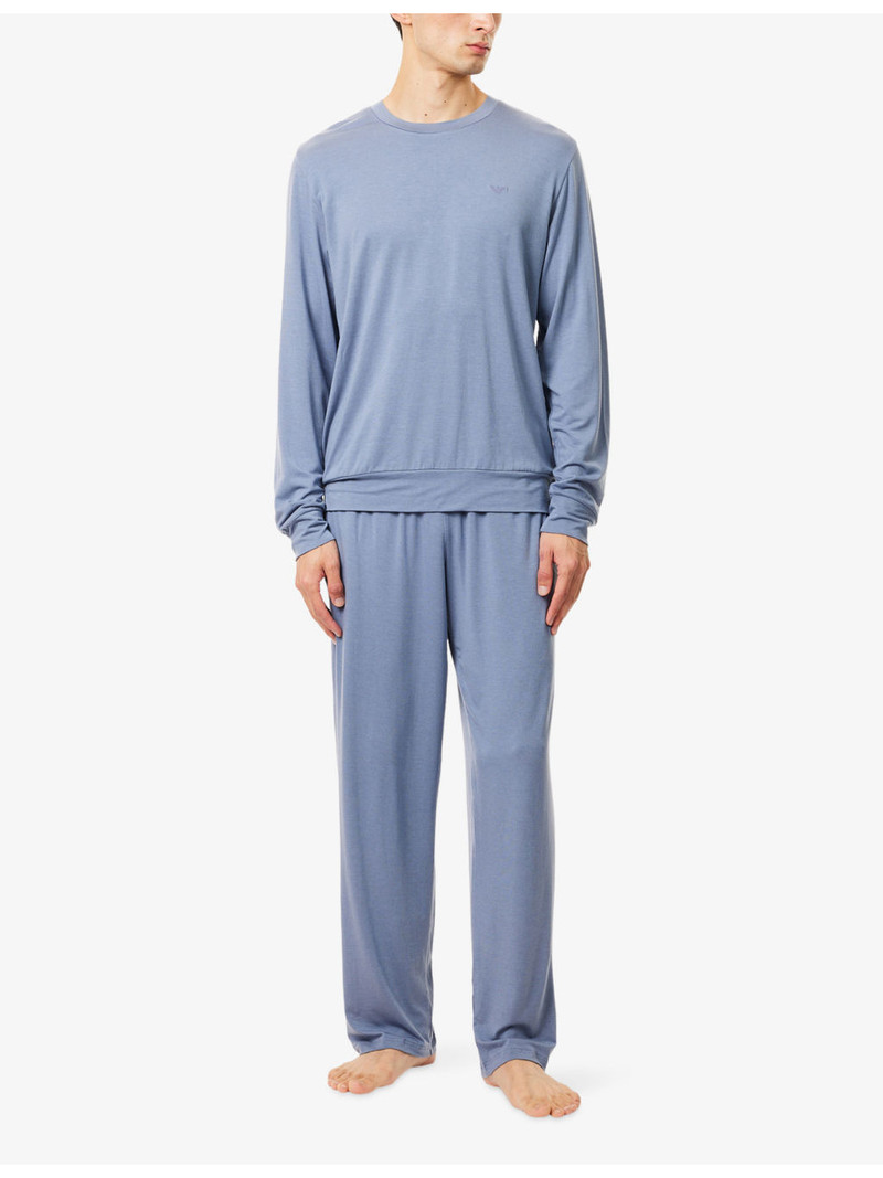 EMPORIO ARMANI Logo-Embroidered Stretch-Jersey Pyjamas outlook