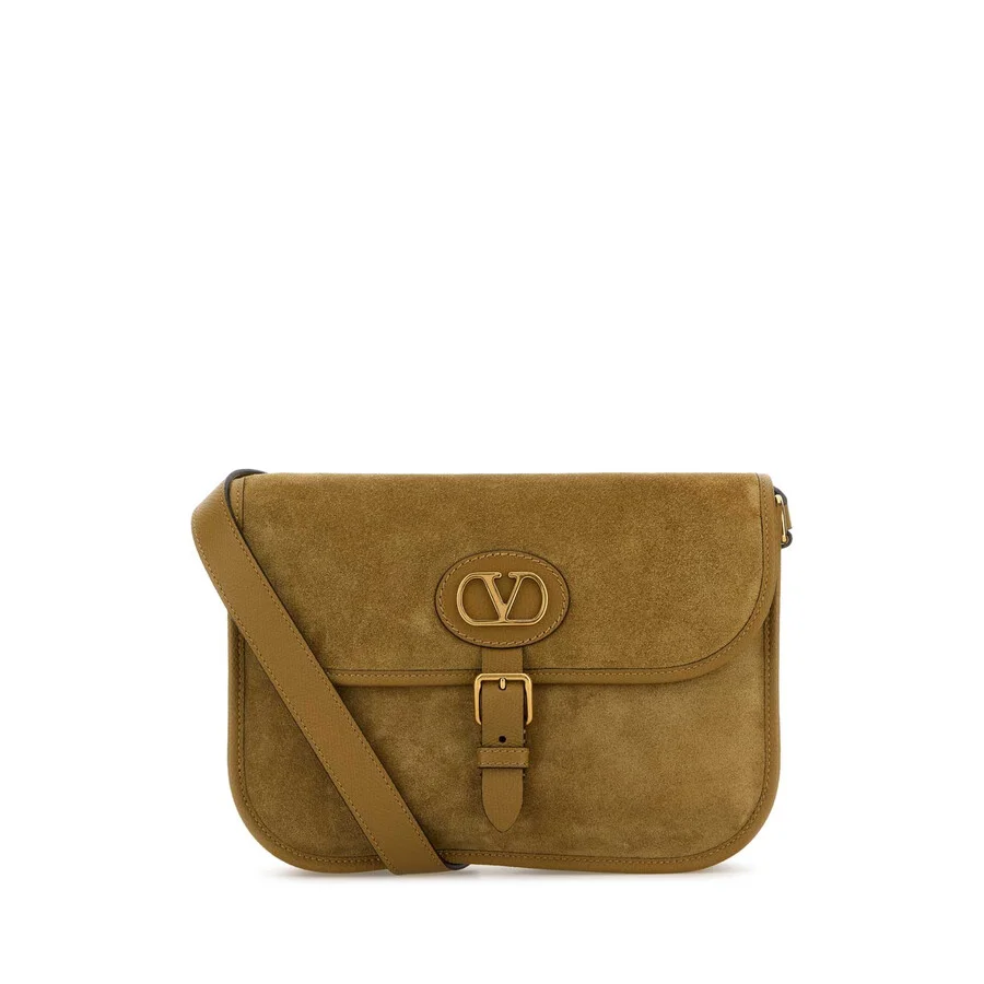 Valentino Garavani Beige Suede Antibes Crossbody Bag - 1