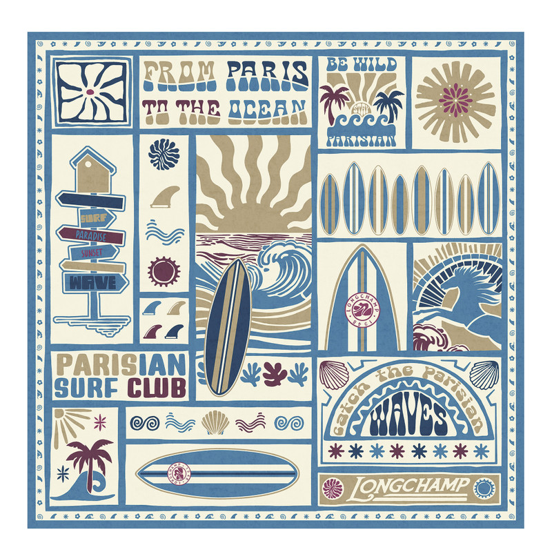Parisian Surf Club Silk scarf 90 Slate - Silk 1