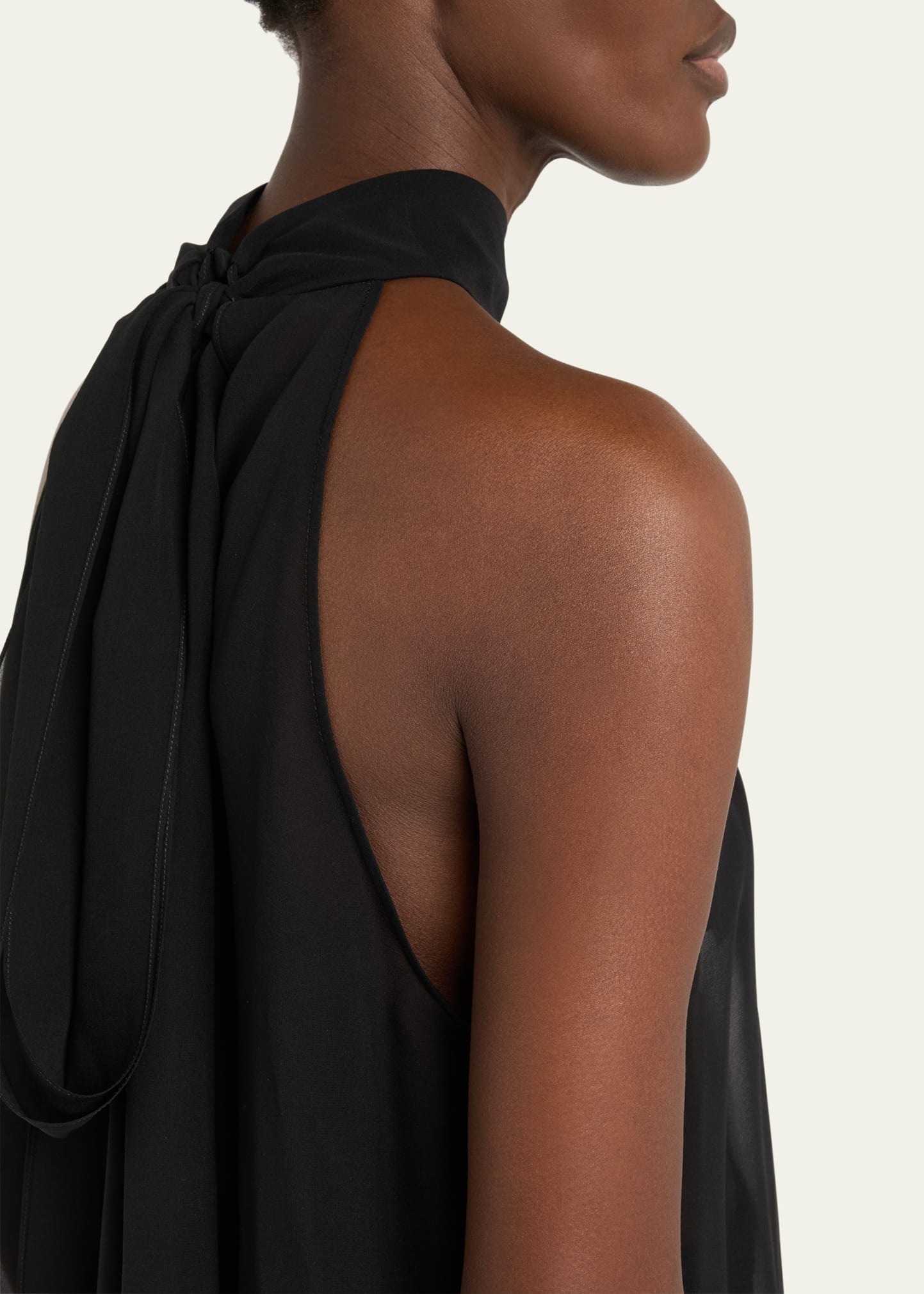 Silk Tie-Neck Halter Blouse - 5