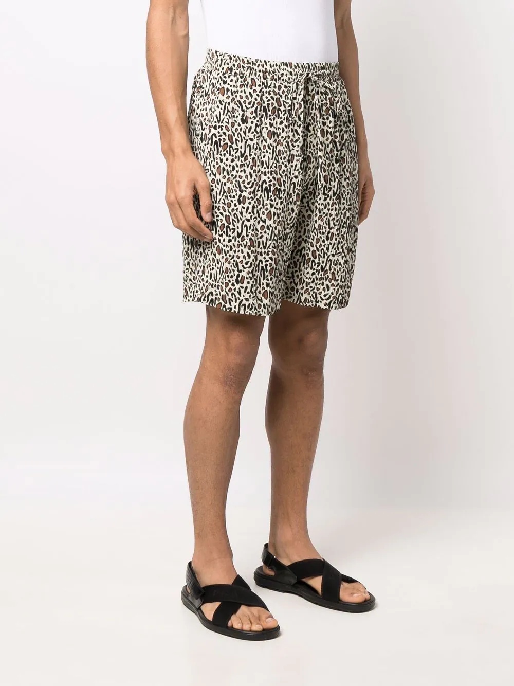 leopard-print track shorts - 3