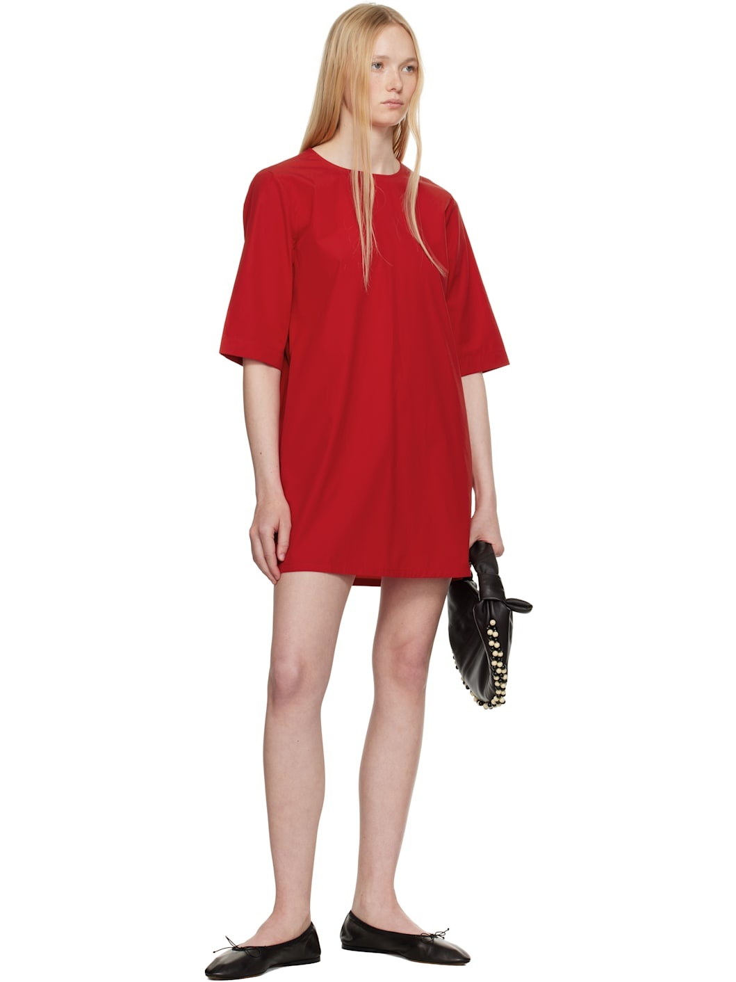 Red T-shirt Cocoon Minidress - 4