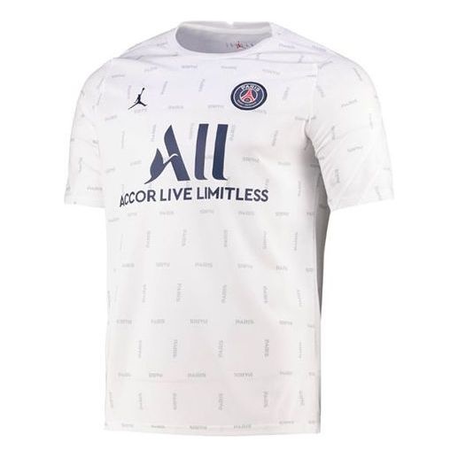 Air Jordan Paris Saint-Germain Pre-Match Dri-fit Soccer/Football Full Print Round Neck Pullover Shor - 1