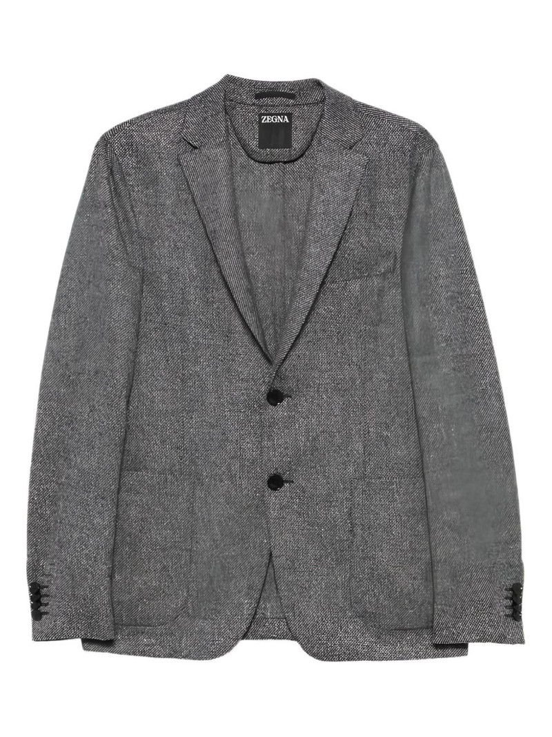 buttoned herringbone-pattern blazer 1