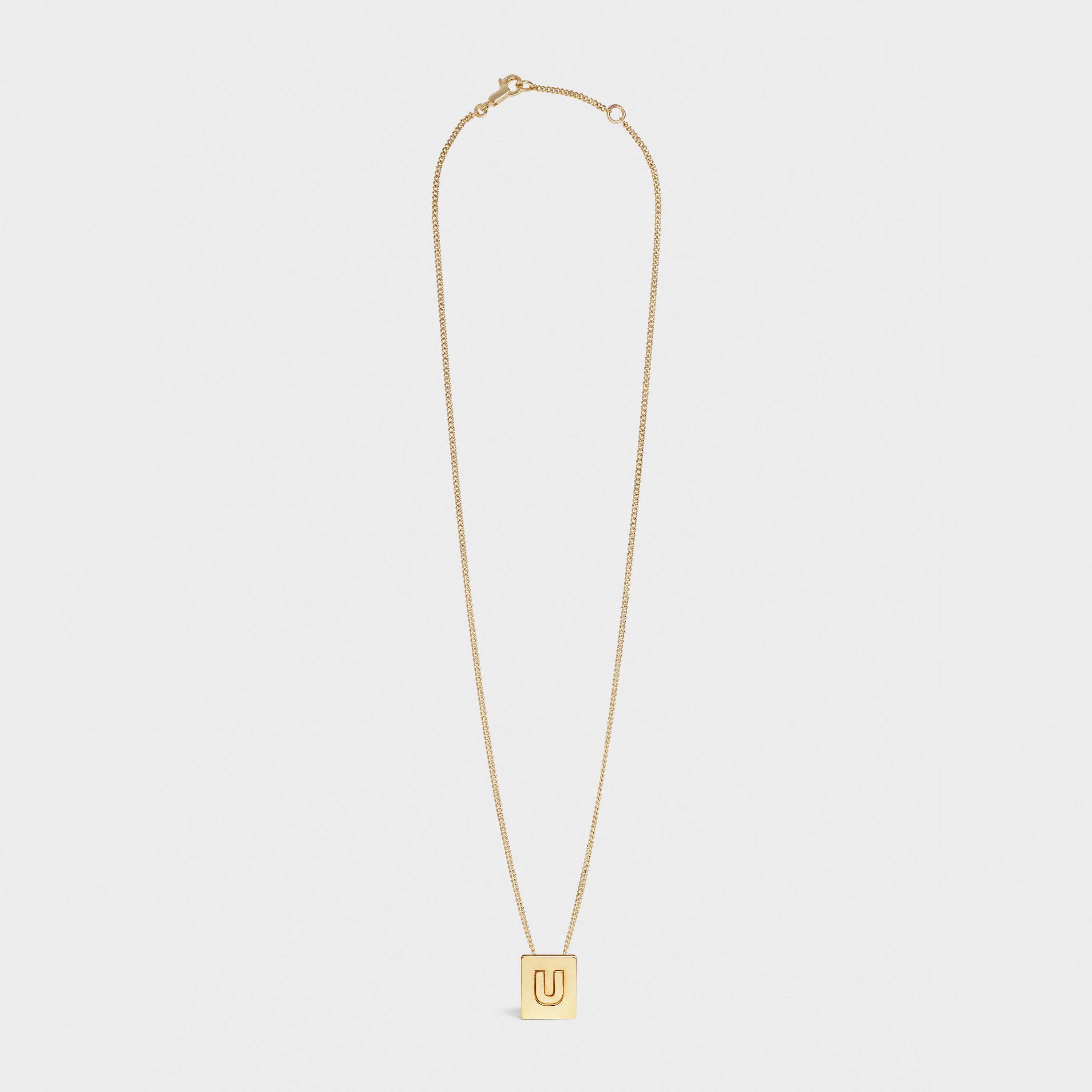 Alphabet U Necklace in Brass with Gold finish - 2