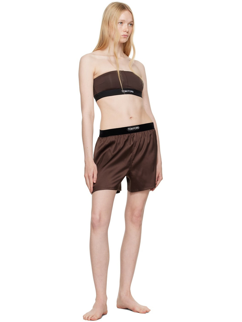 TOM FORD Brown Stretch Silk Satin Boxer Shorts outlook