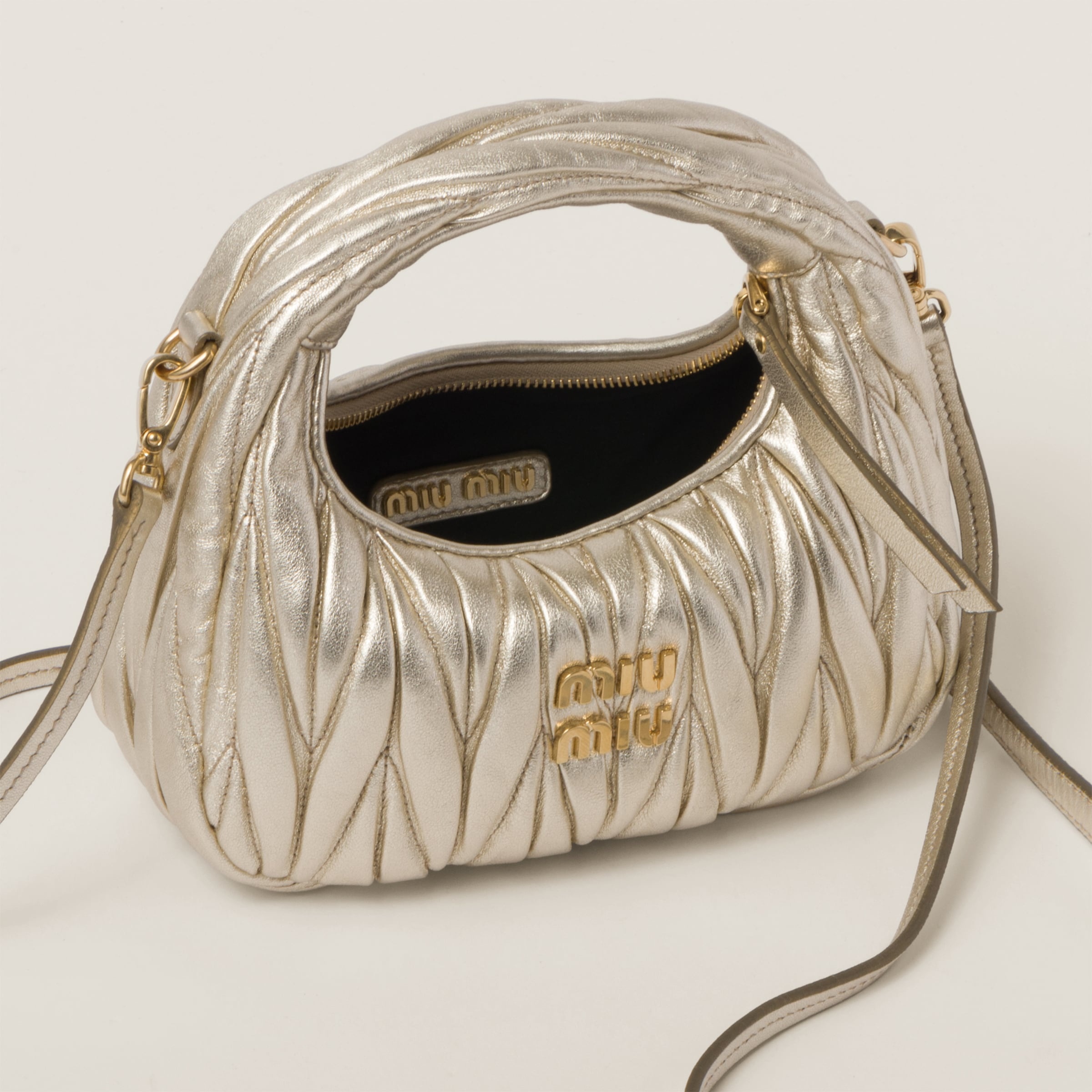 Wander matelassé nappa leather hobo mini-bag - 3