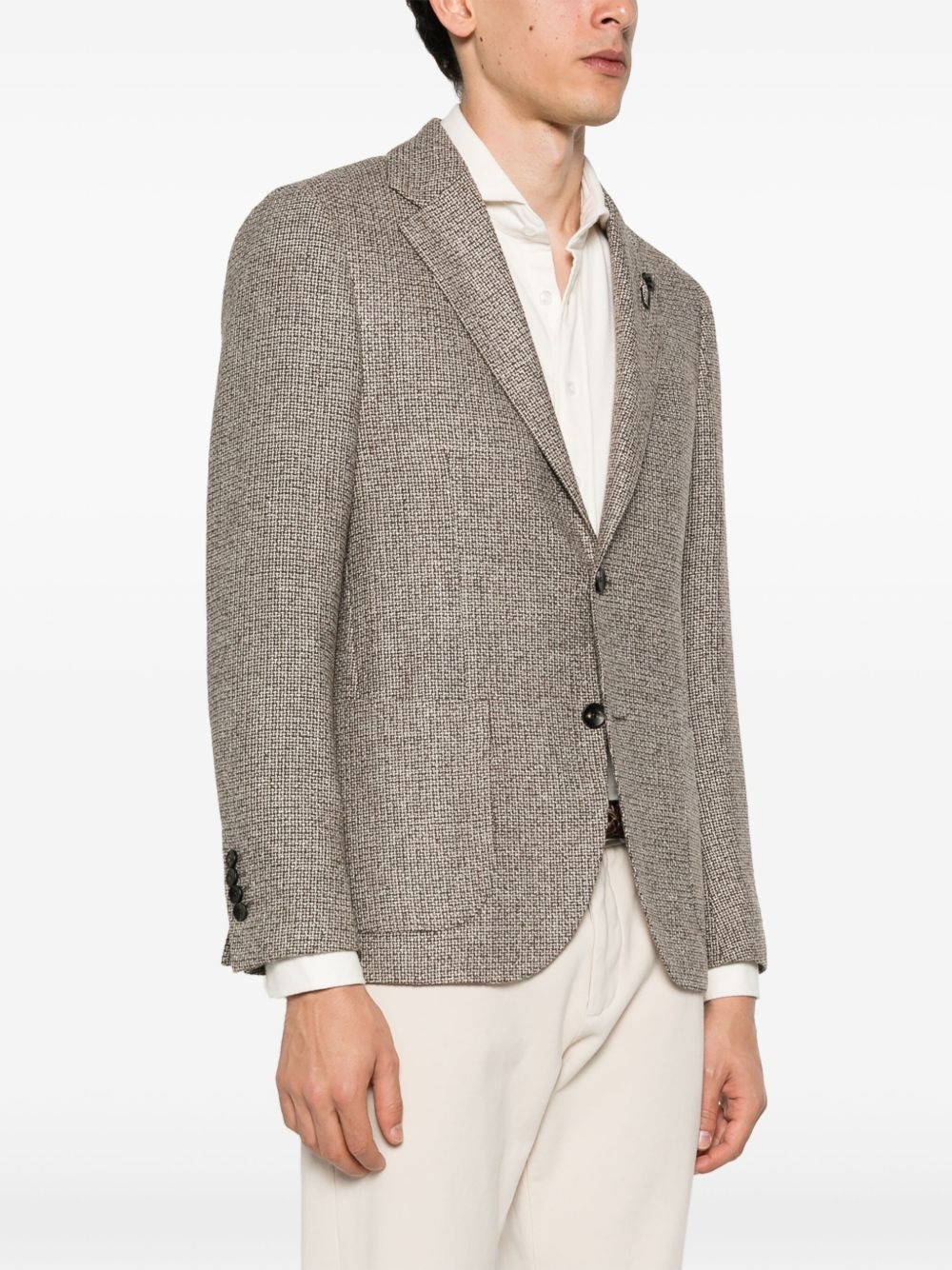 interwoven single-breasted blazer - 3