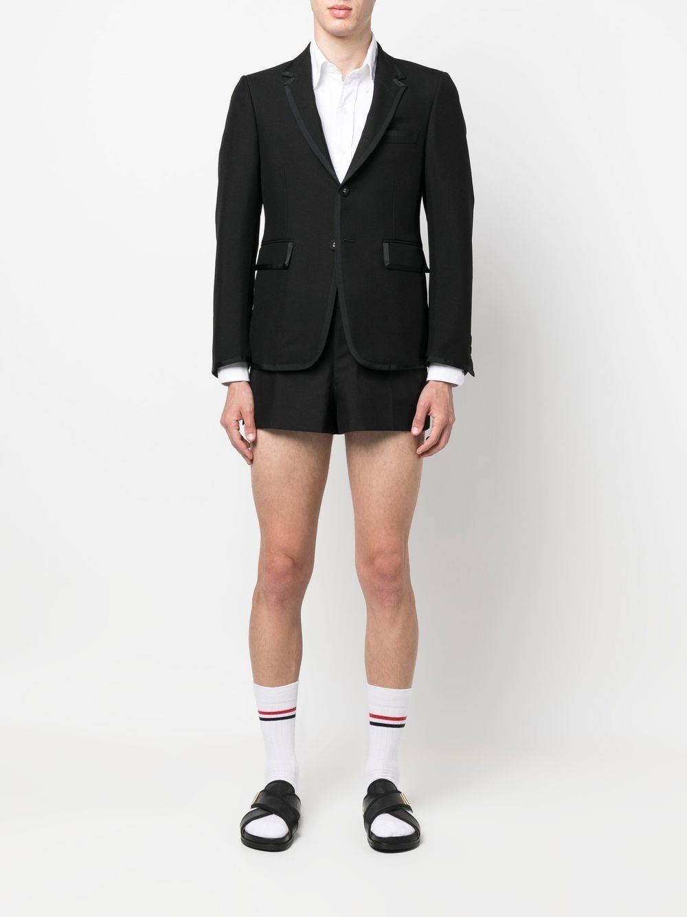 satin-trim wool blazer - 2
